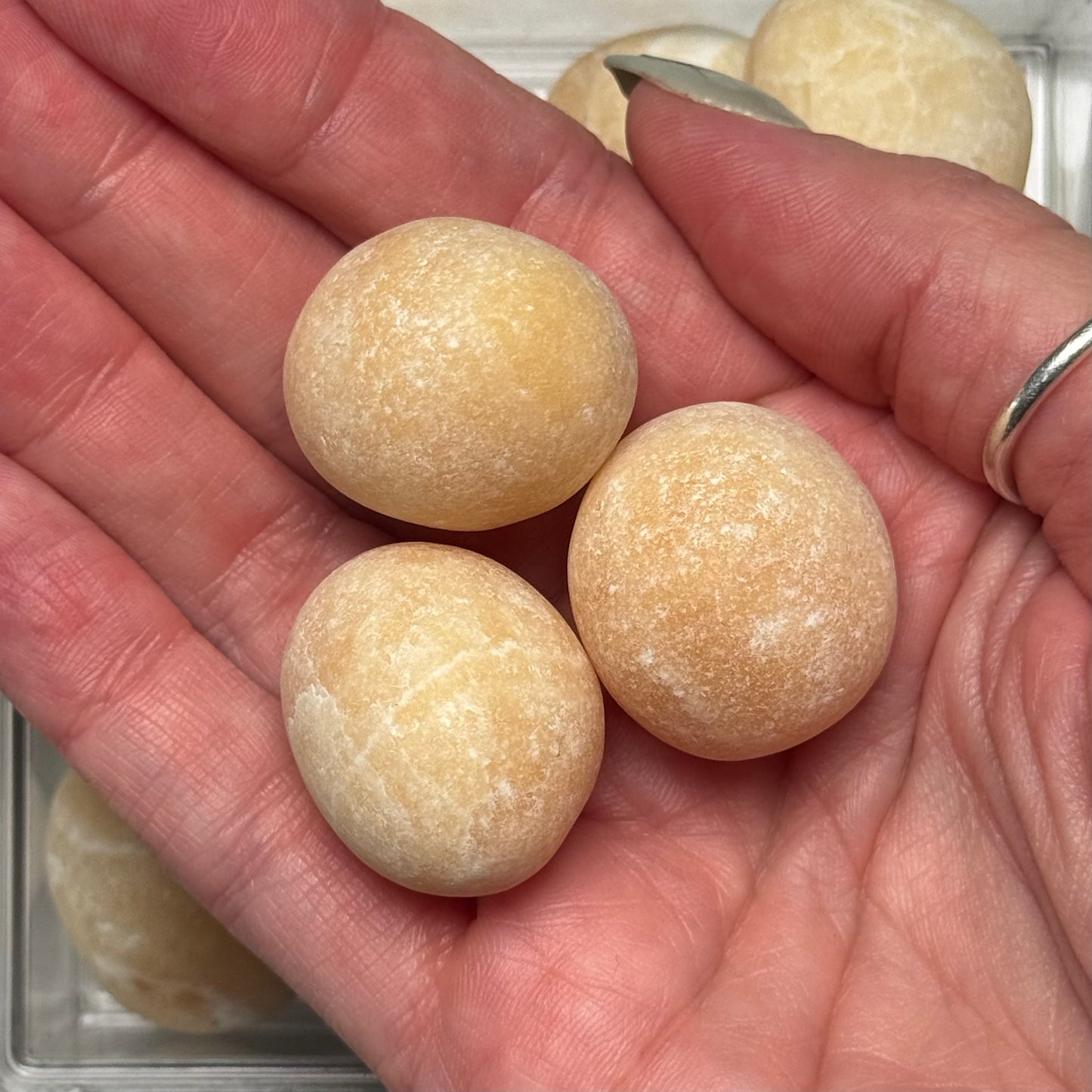 One (1) Common Quality Orange Calcite Tumble from Mexico