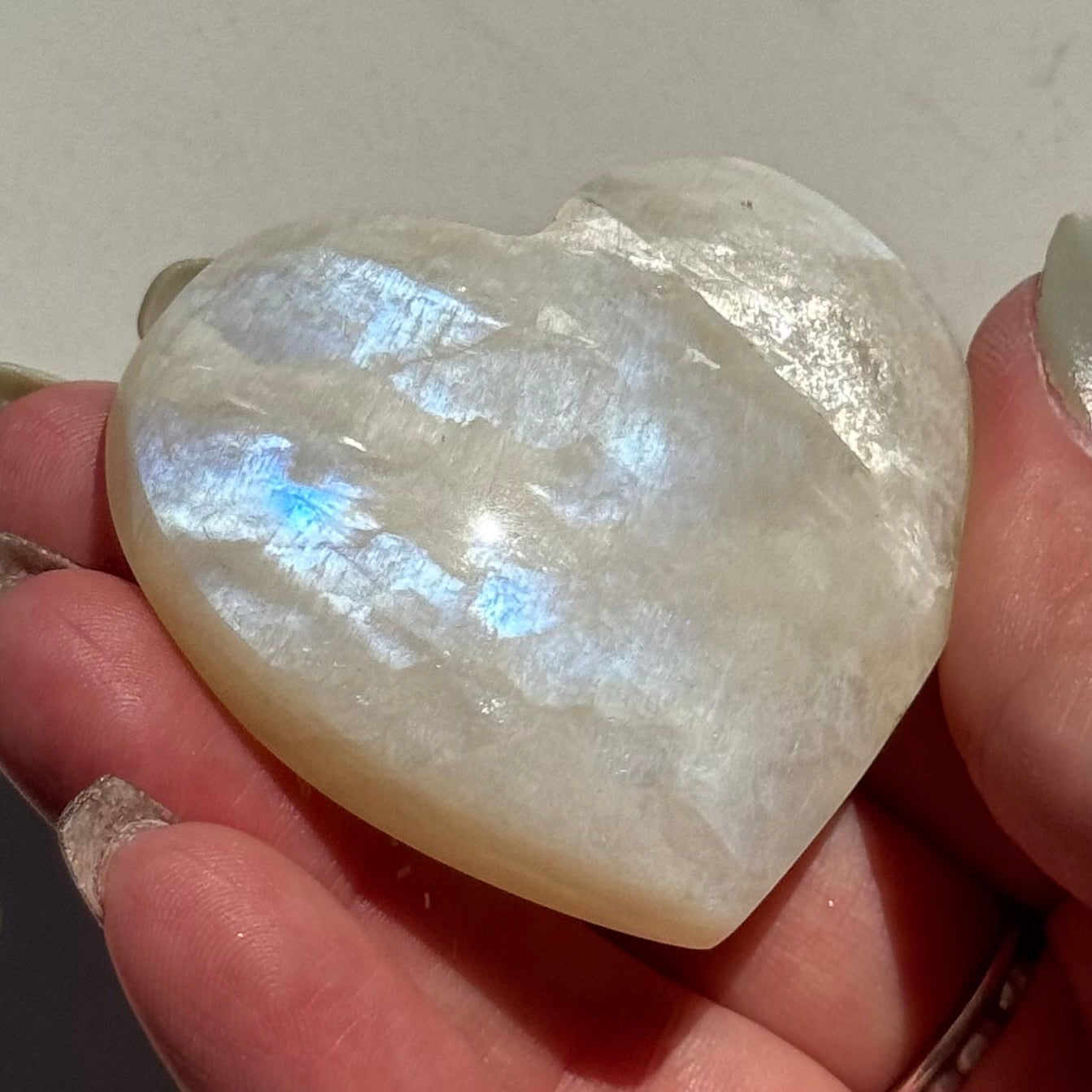 Blue Sheen Moonstone Heart Carving