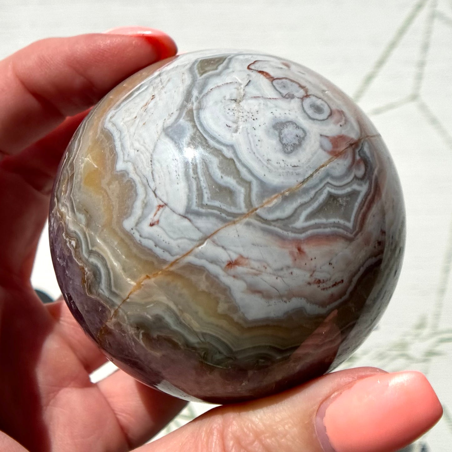 Amethyst with Crazy Lace Agate Sphere from Mexico
