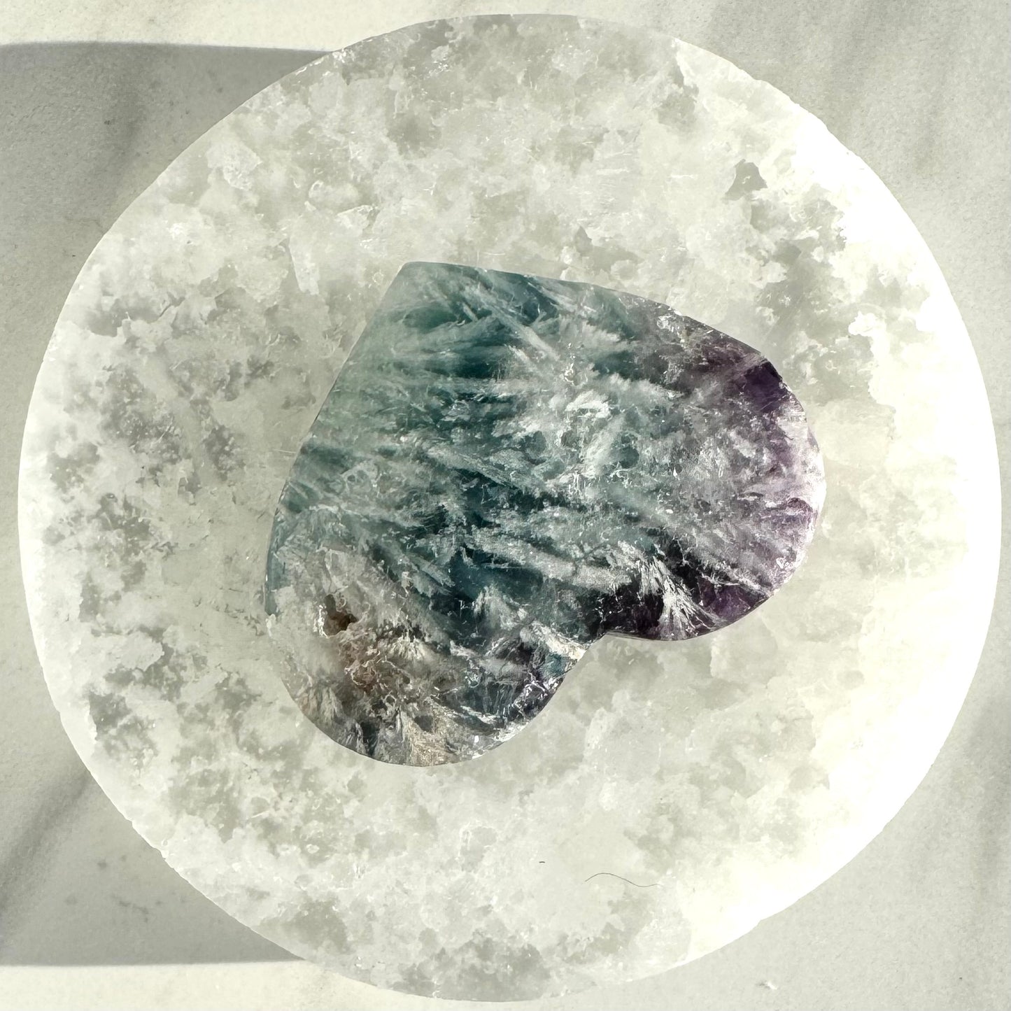 Snowflake Fluorite Heart Carving B