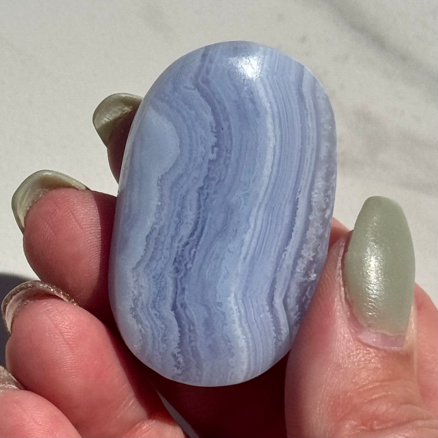 Gorgeous High Quality Blue Lace Agate Mini Palm | Option A
