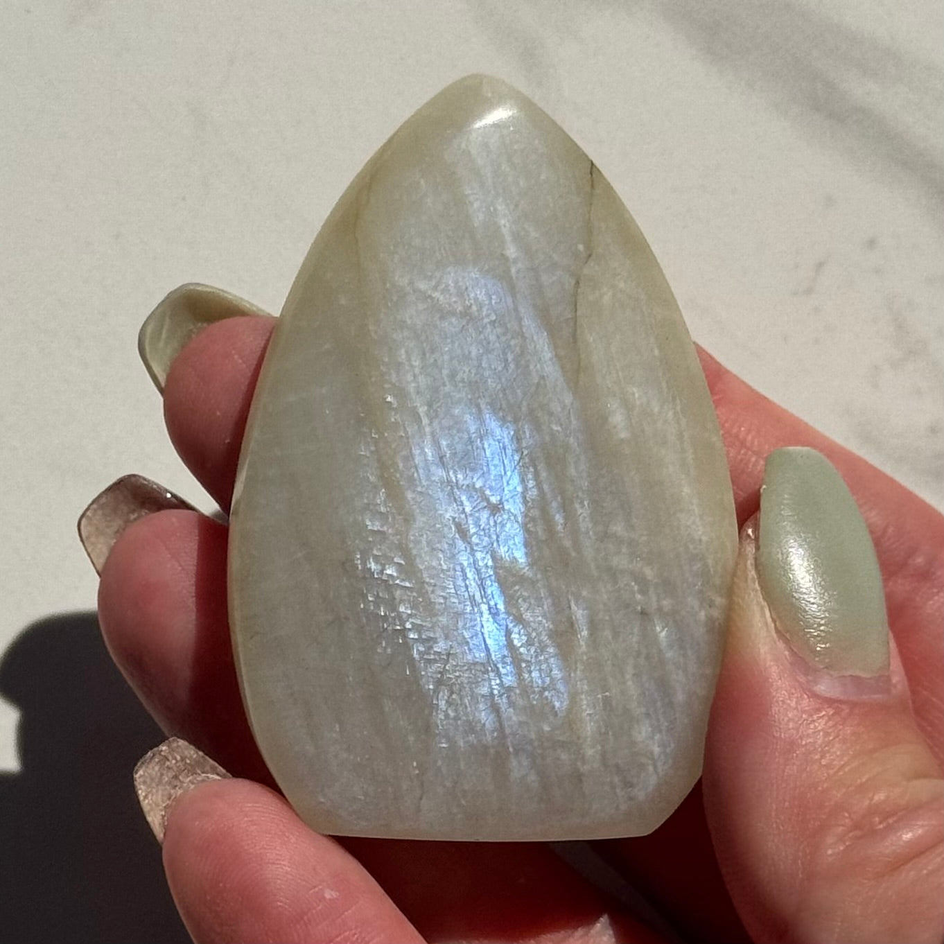 Gorgeous High Quality Blue Sheen Moonstone Tear Drop Carving | Option C