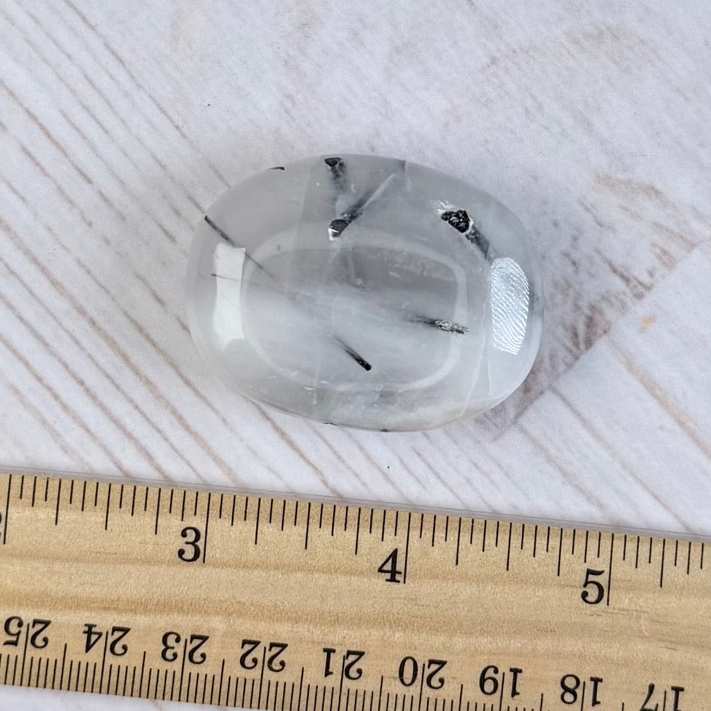 One (1) Tourmalinated Quartz Palm Stone