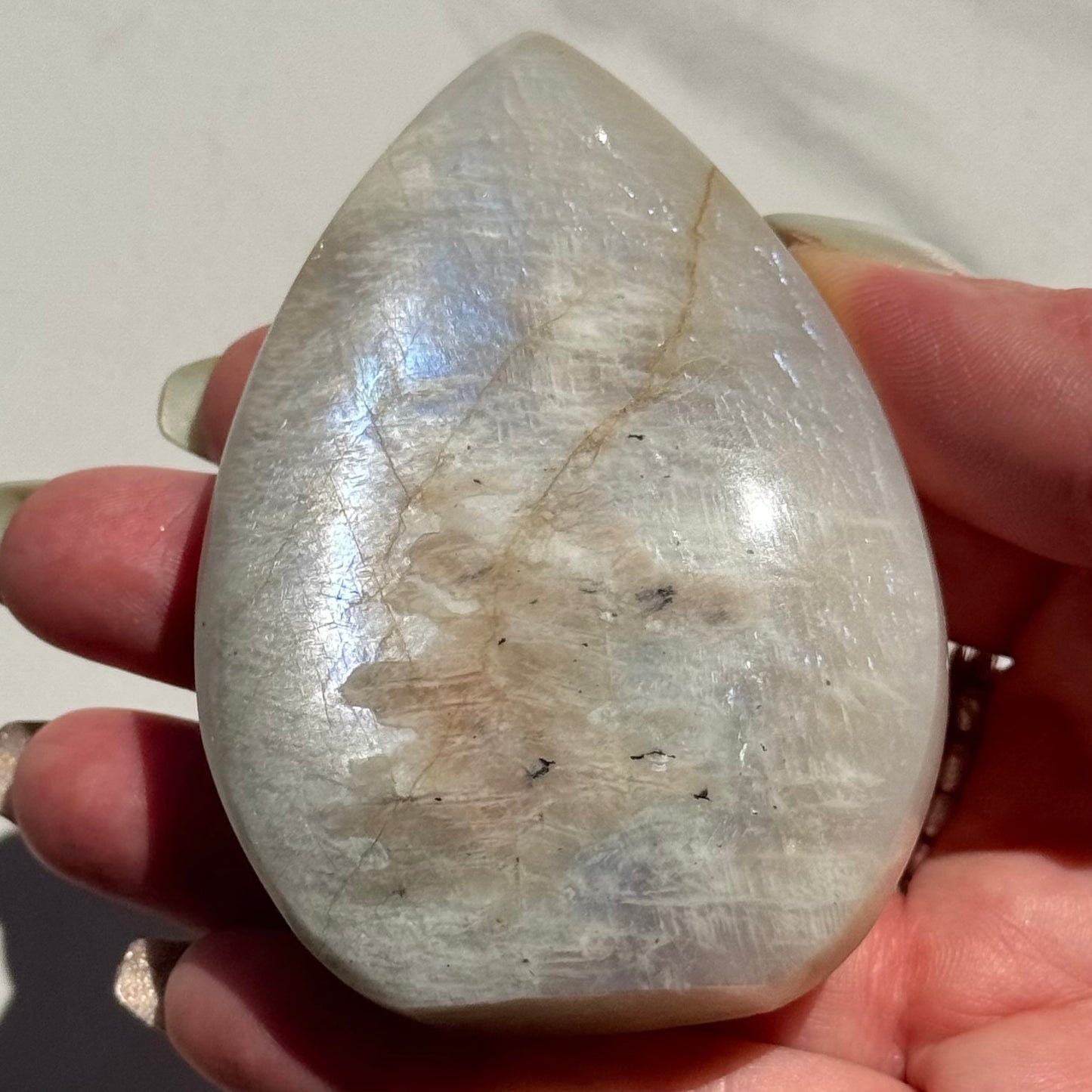 Gorgeous High Quality Blue Sheen Moonstone Tear Drop Carving | Option B
