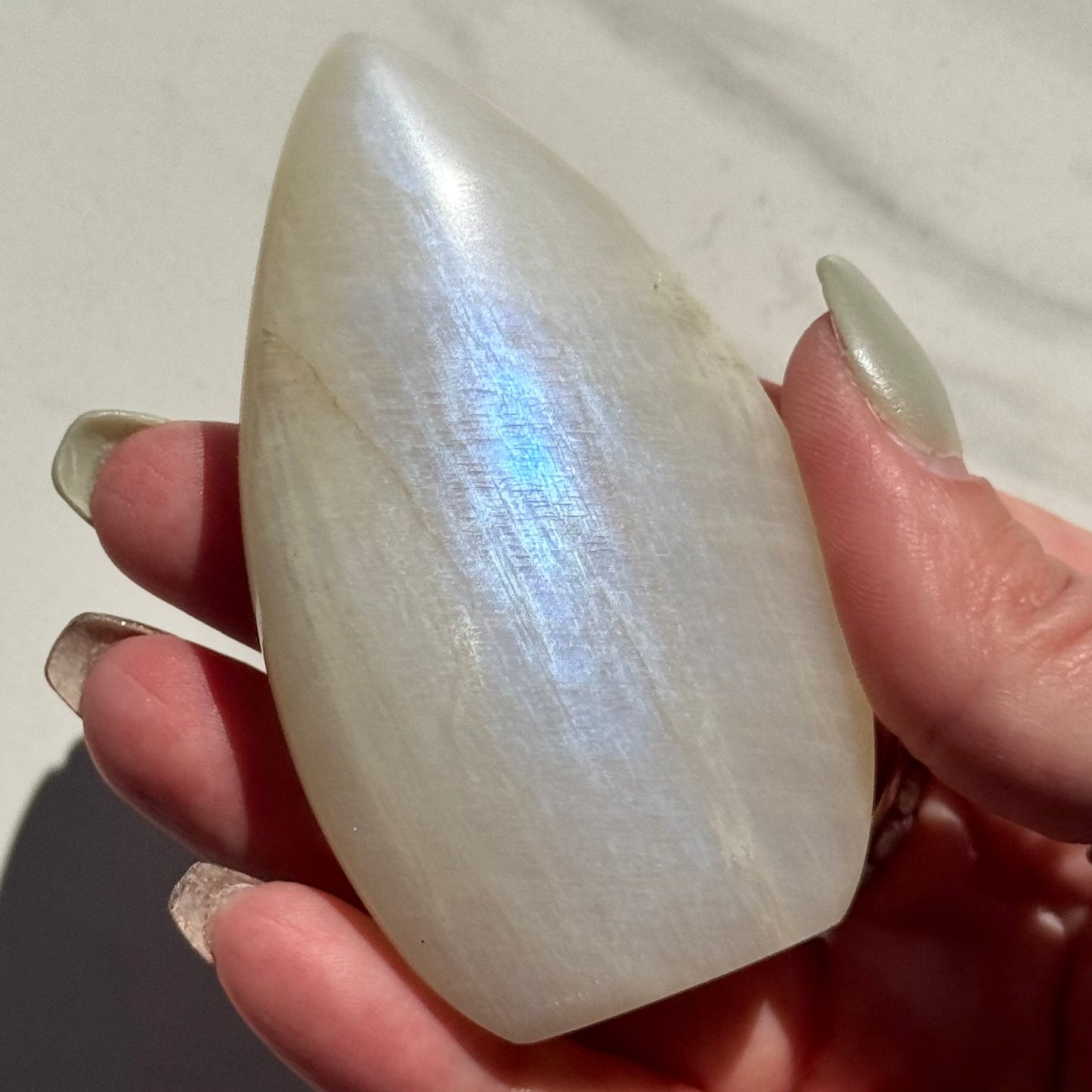 Gorgeous High Quality Blue Sheen Moonstone Tear Drop Carving | Option A
