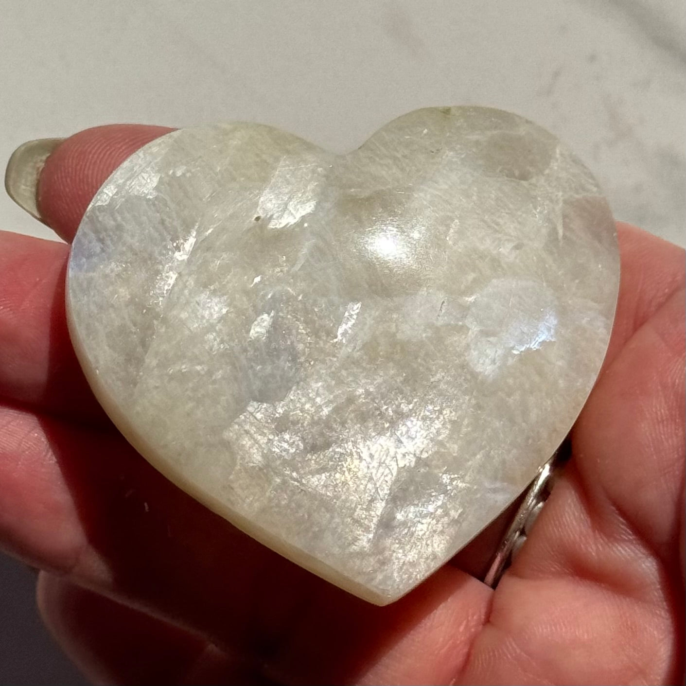 Blue Sheen Moonstone Heart Carving