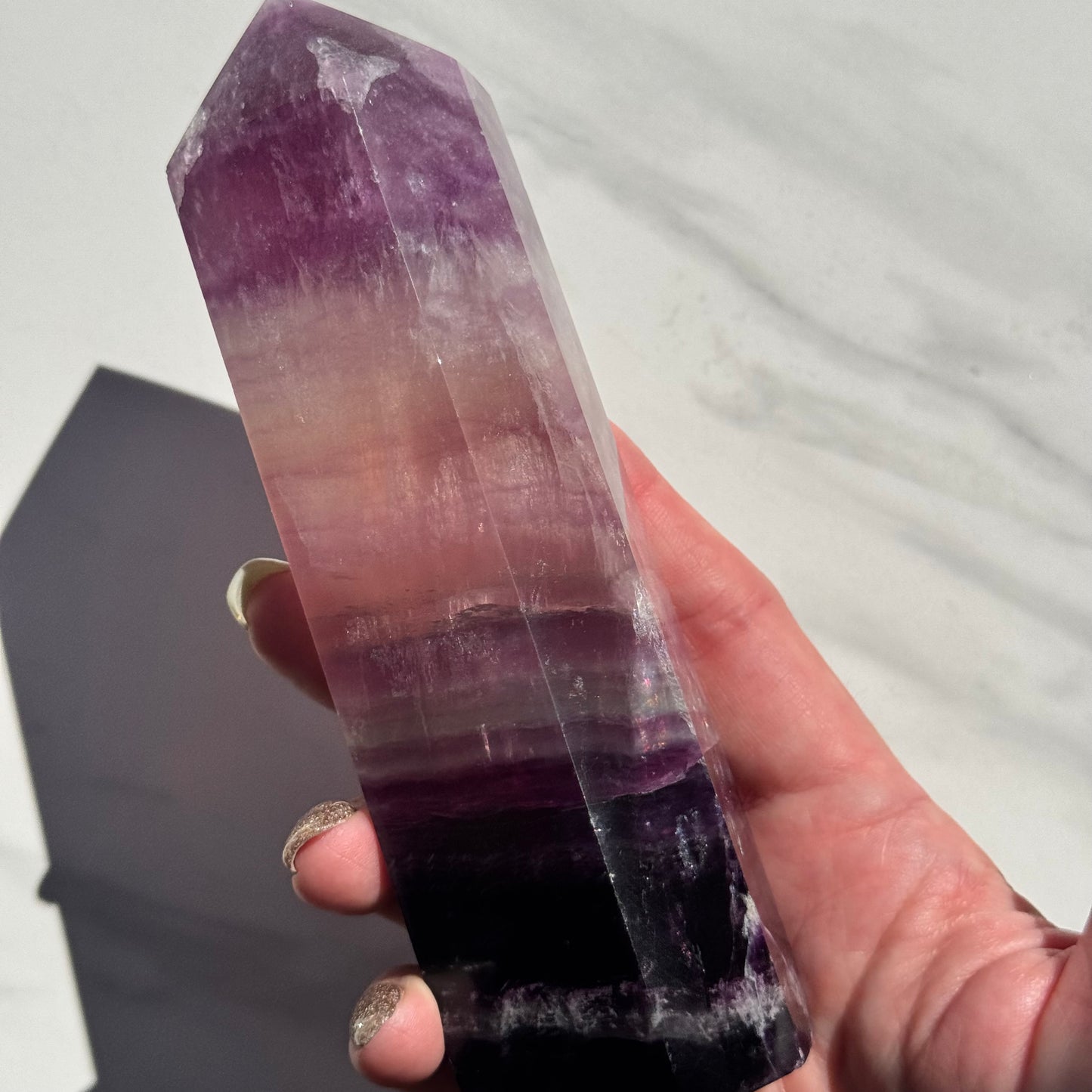 Beautiful Candy Fluorite Crystal Tower