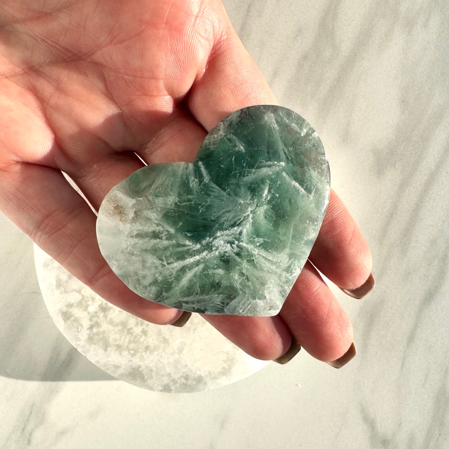 Snowflake Fluorite Heart Carving C