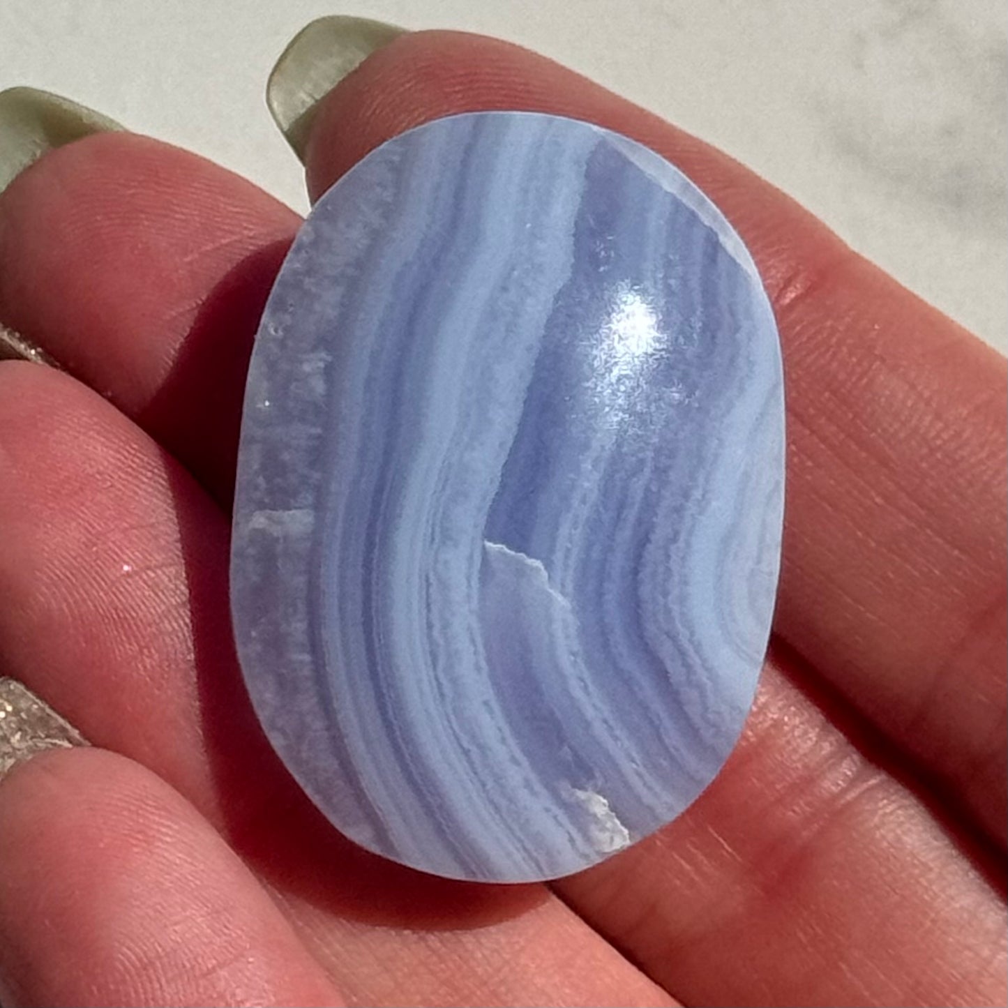 Gorgeous High Quality Blue Lace Agate Mini Palm | Option B