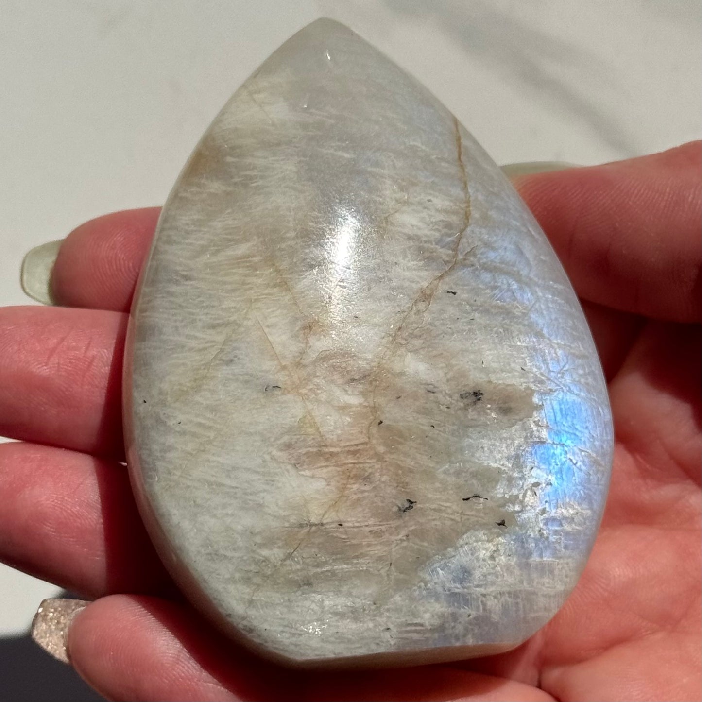 Gorgeous High Quality Blue Sheen Moonstone Tear Drop Carving | Option B