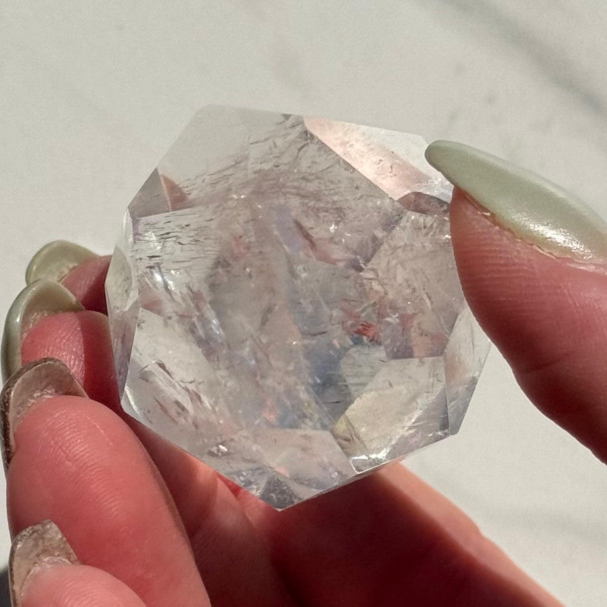 High Clarity Faceted Clear Quartz Freeform from Brazil