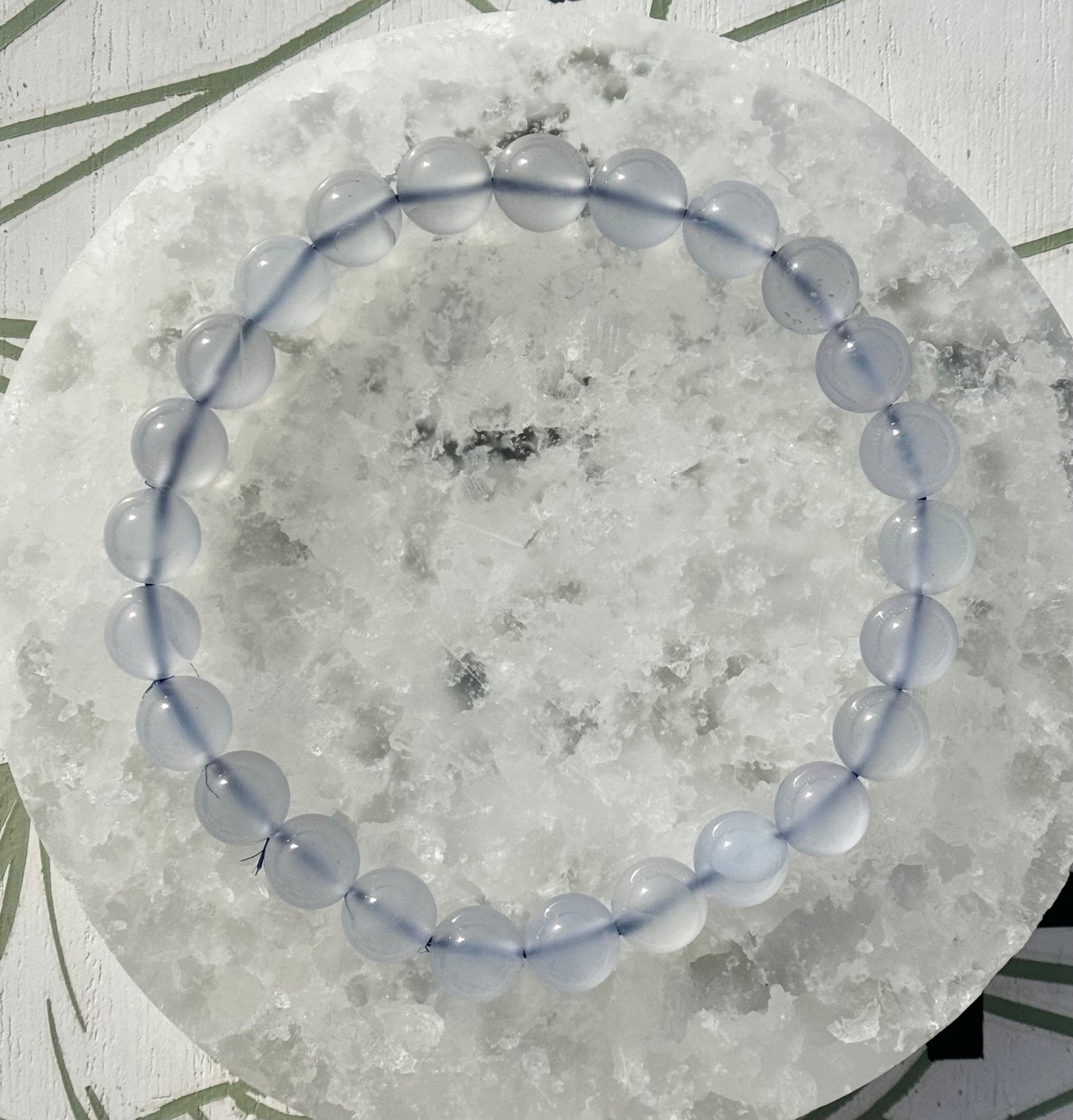 One (1) Blue Chalcedony Bracelet from Brazil (8mm Bead)