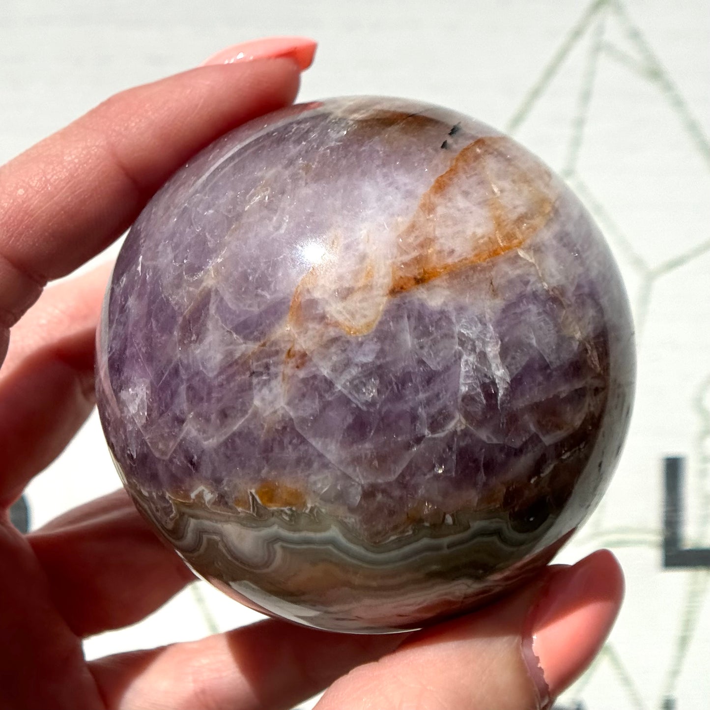 Amethyst with Crazy Lace Agate Sphere from Mexico