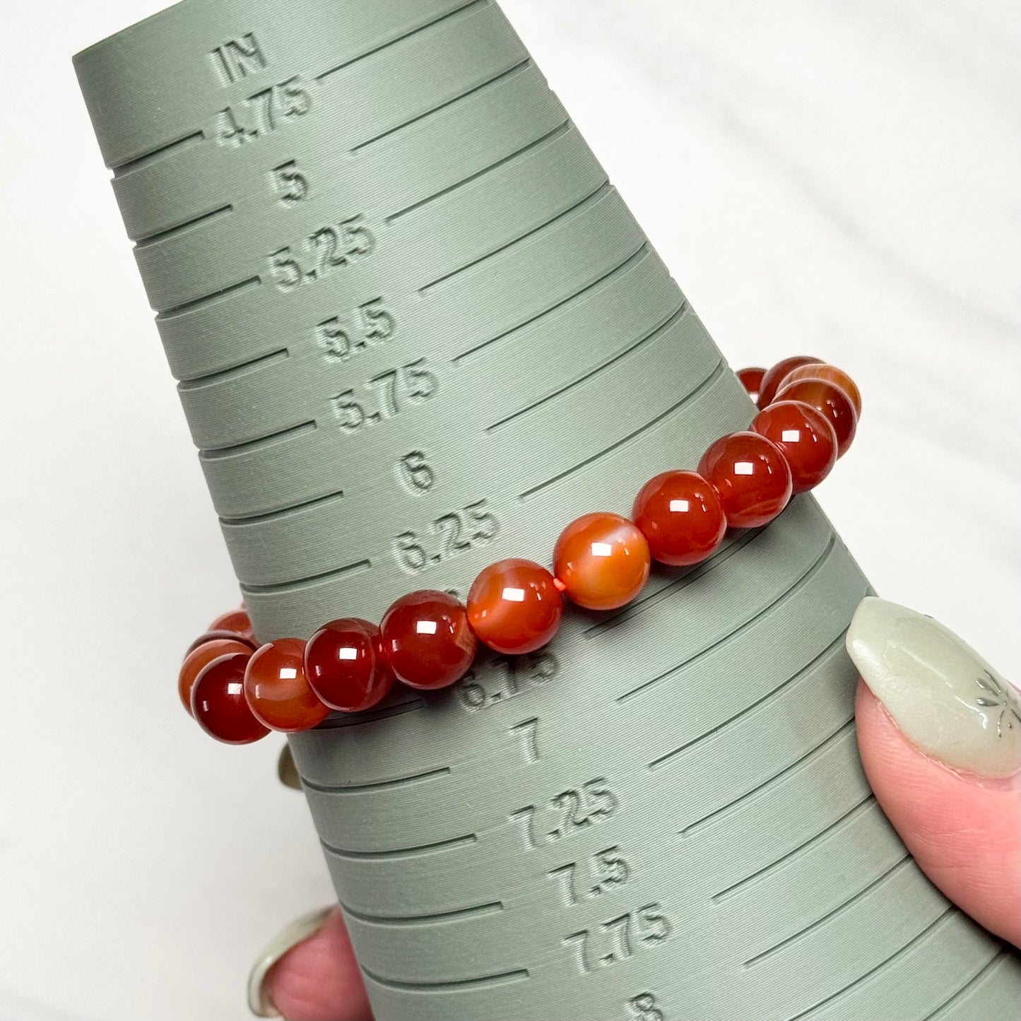 One (1) High Quality Banded Carnelian Bracelet from Brazil (8mm Bead)