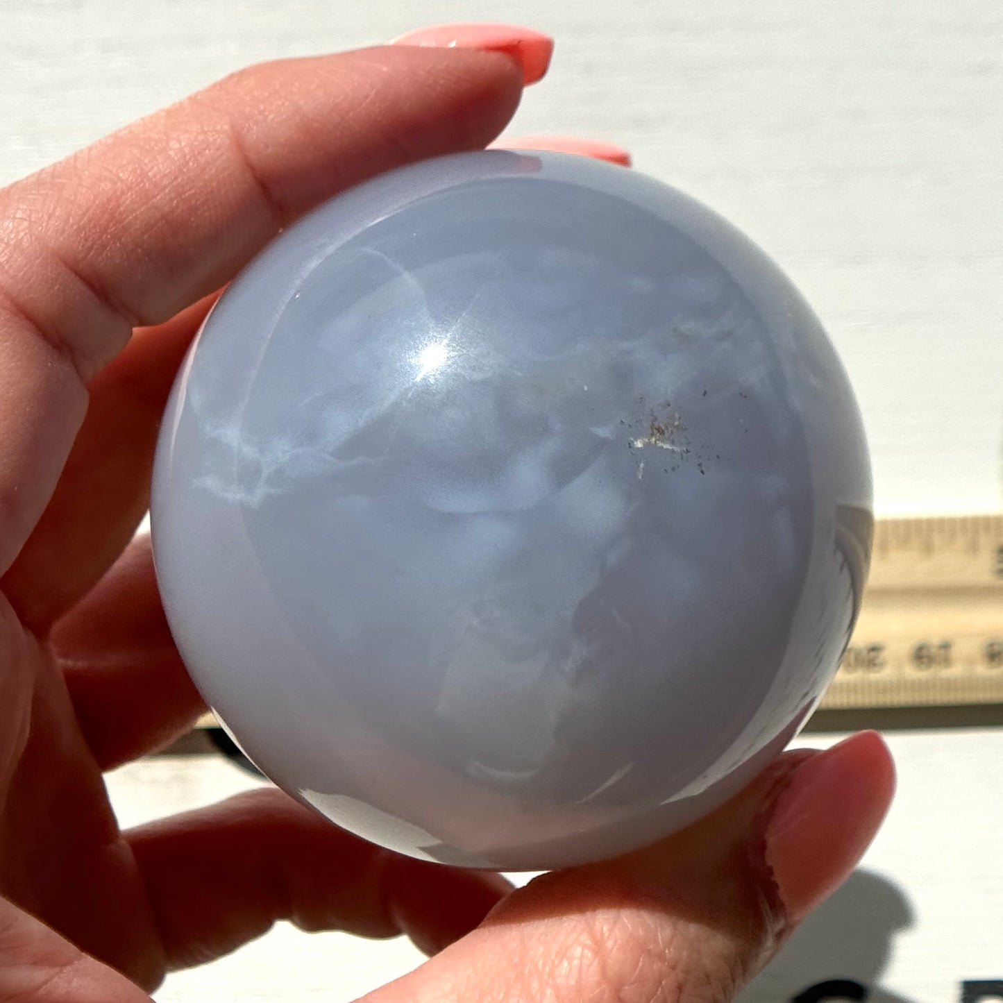 Blue Chalcedony Sphere from Brazil