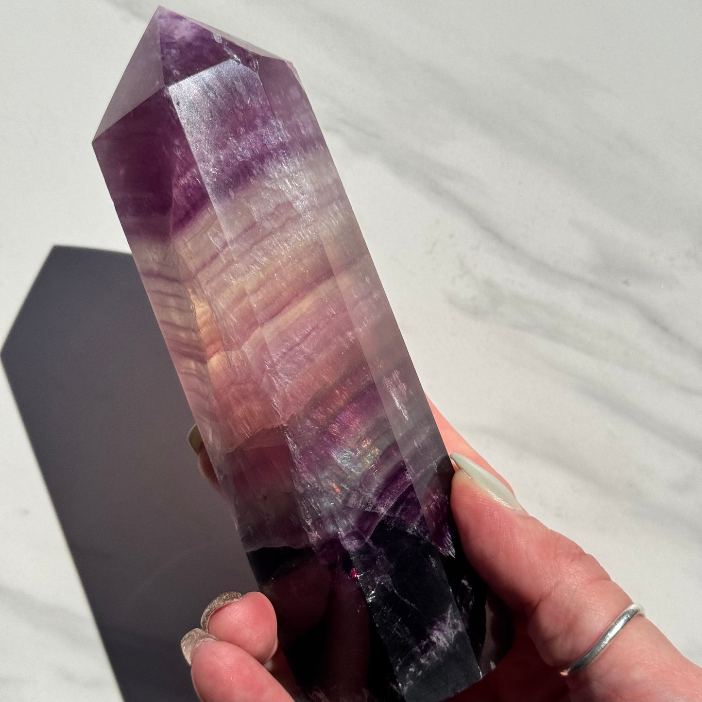 Beautiful Candy Fluorite Crystal Tower