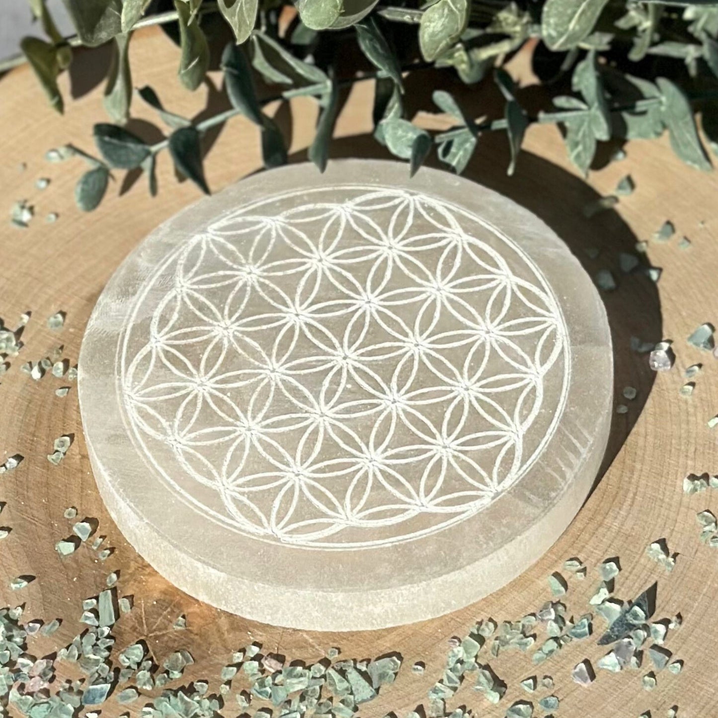 flower of life selenite charging plate