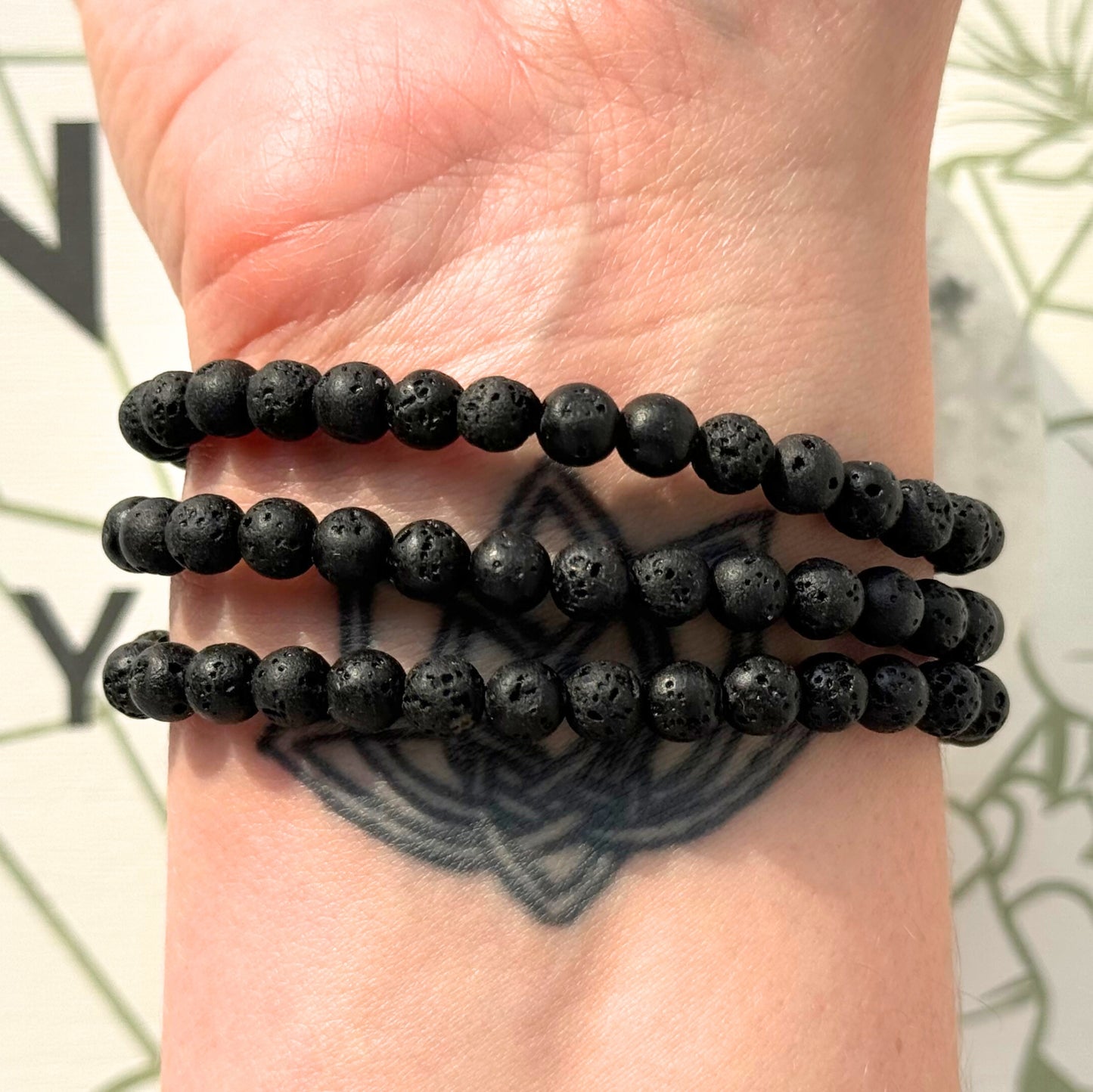 One (1) Lava Stone Bracelet from Indonesia (6mm Bead)