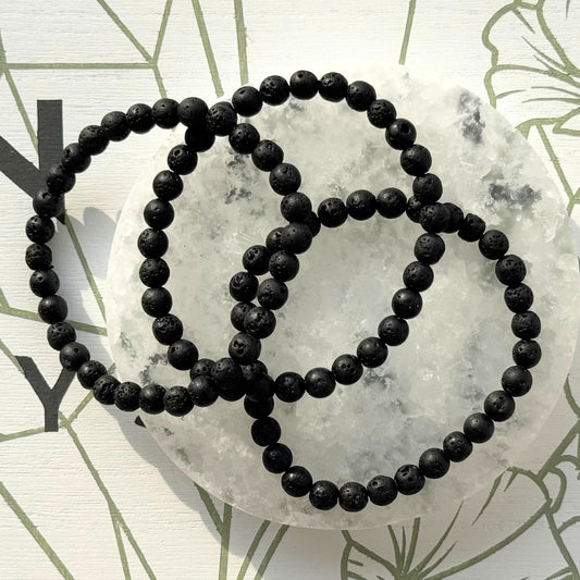 One (1) Lava Stone Bracelet from Indonesia (6mm Bead)