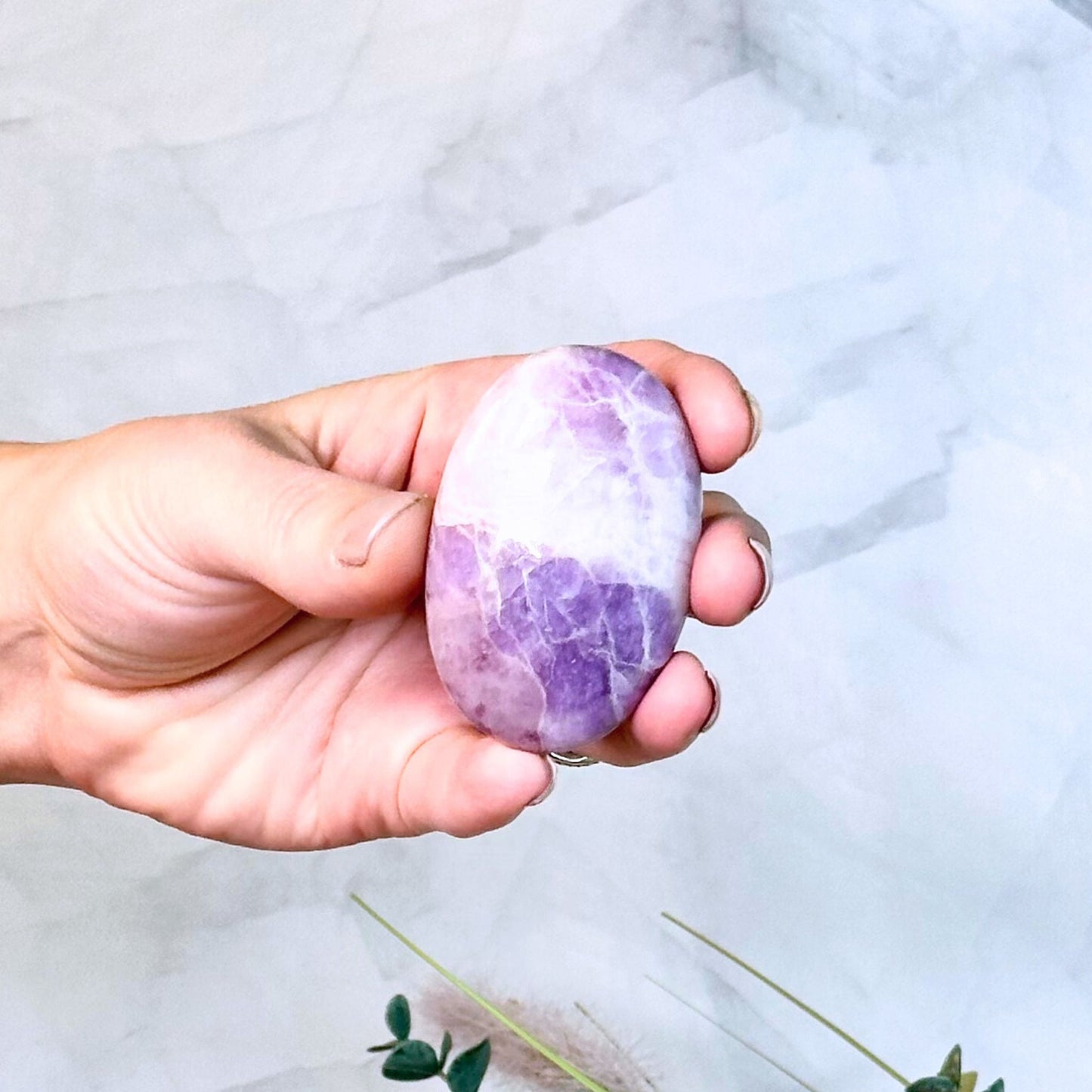 One (1) Lepidolite Palm Stones