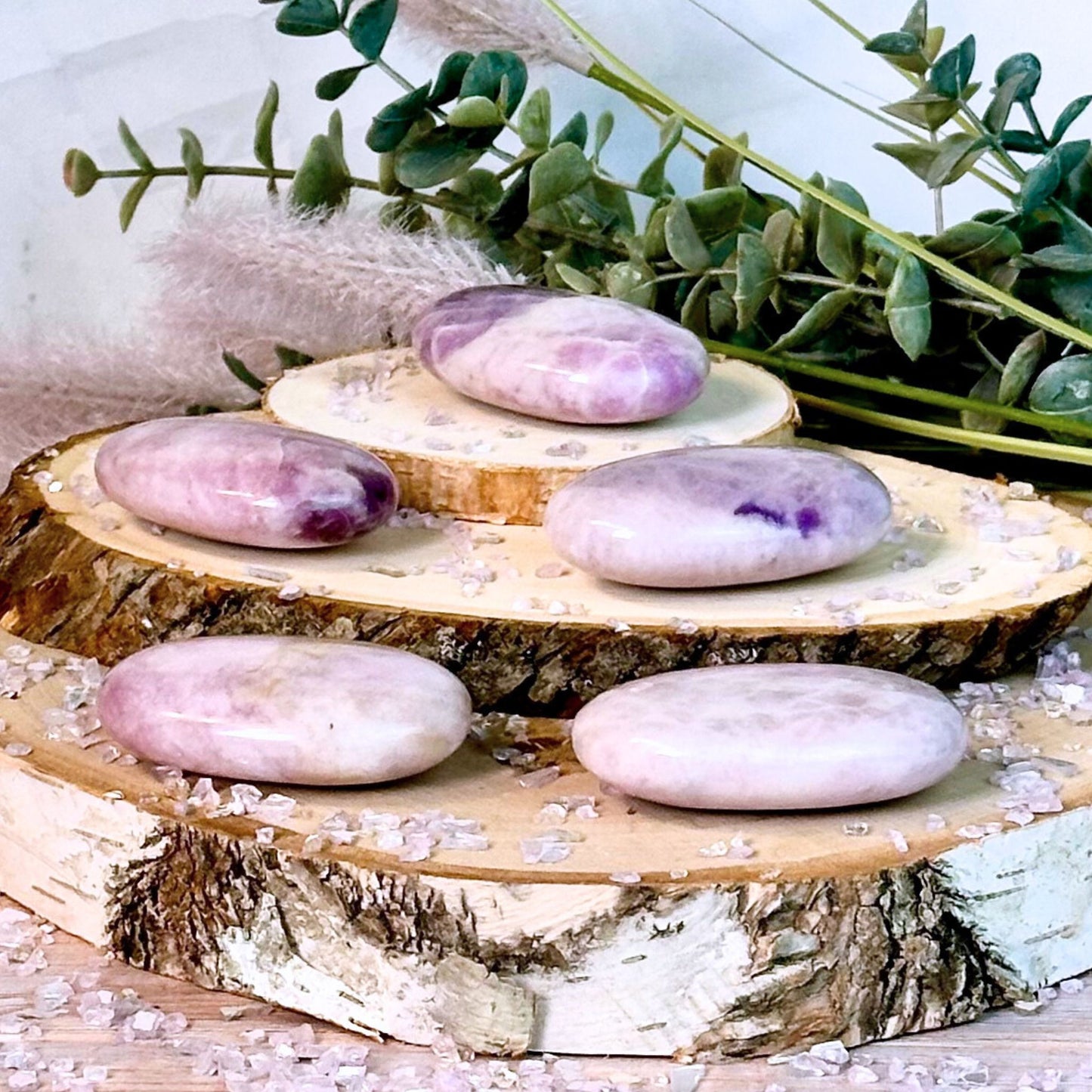 One (1) Lepidolite Palm Stones