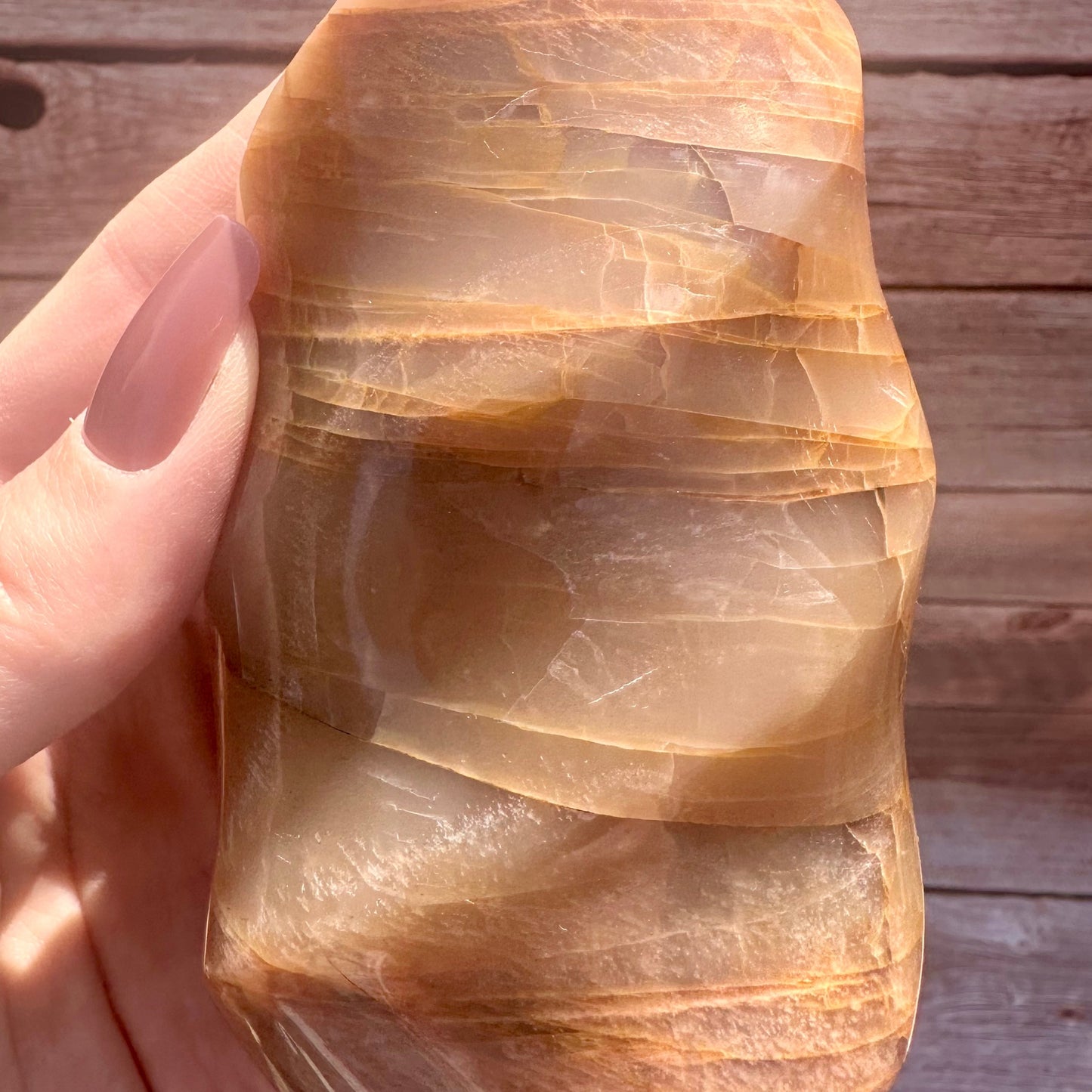 Hand Carved Peach Moonstone Flame