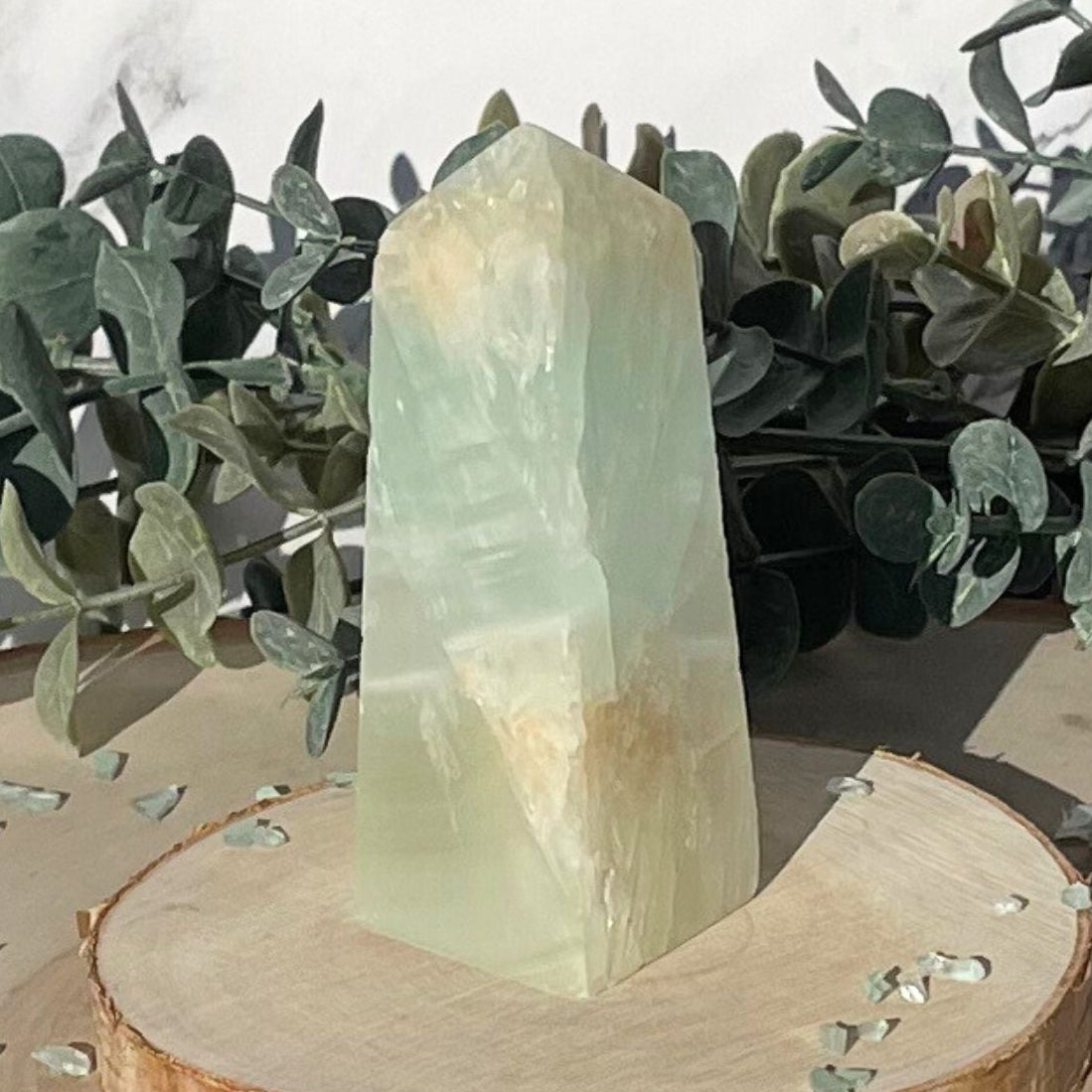 Caribbean Calcite Obelisk | Calm & Emotional Healing Crystal — 3.13"