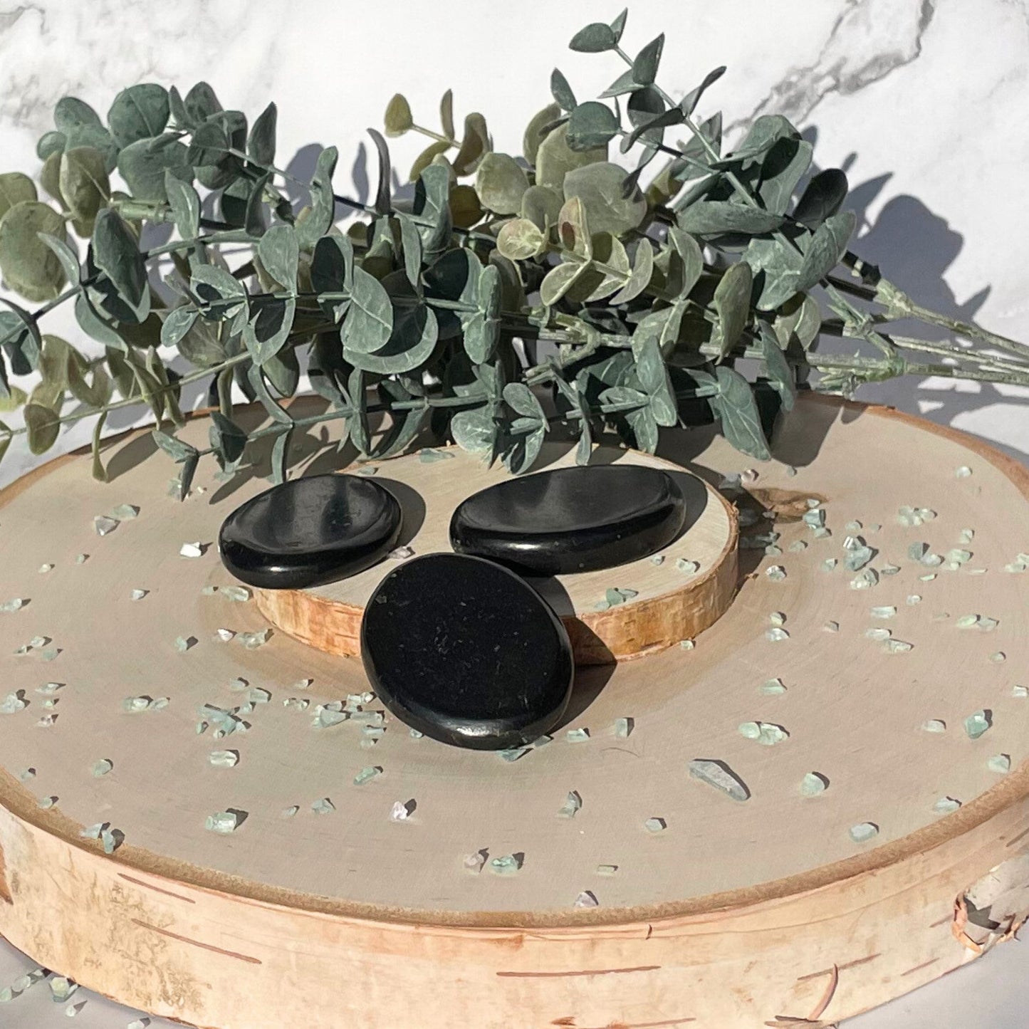 One (1) Flat EMF Blocking Shungite Palm Stone from Russia