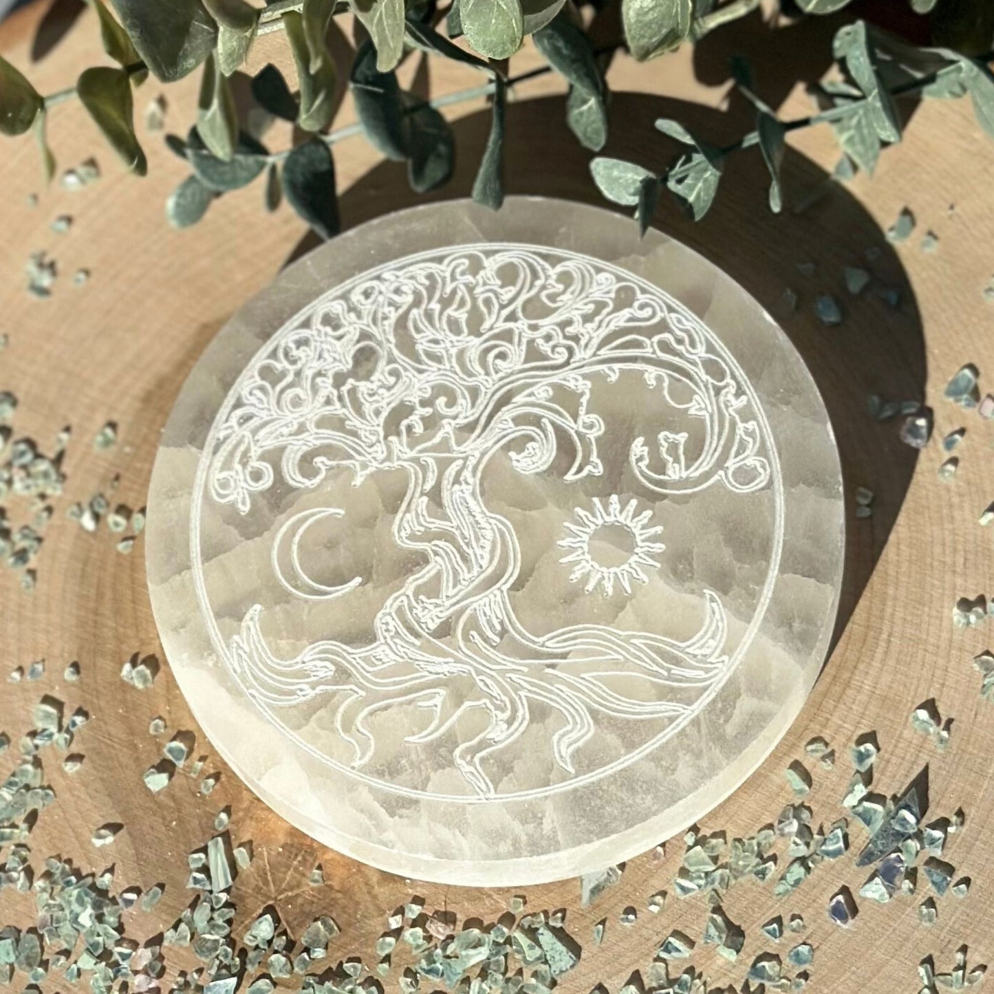 tree of life selenite charging plate