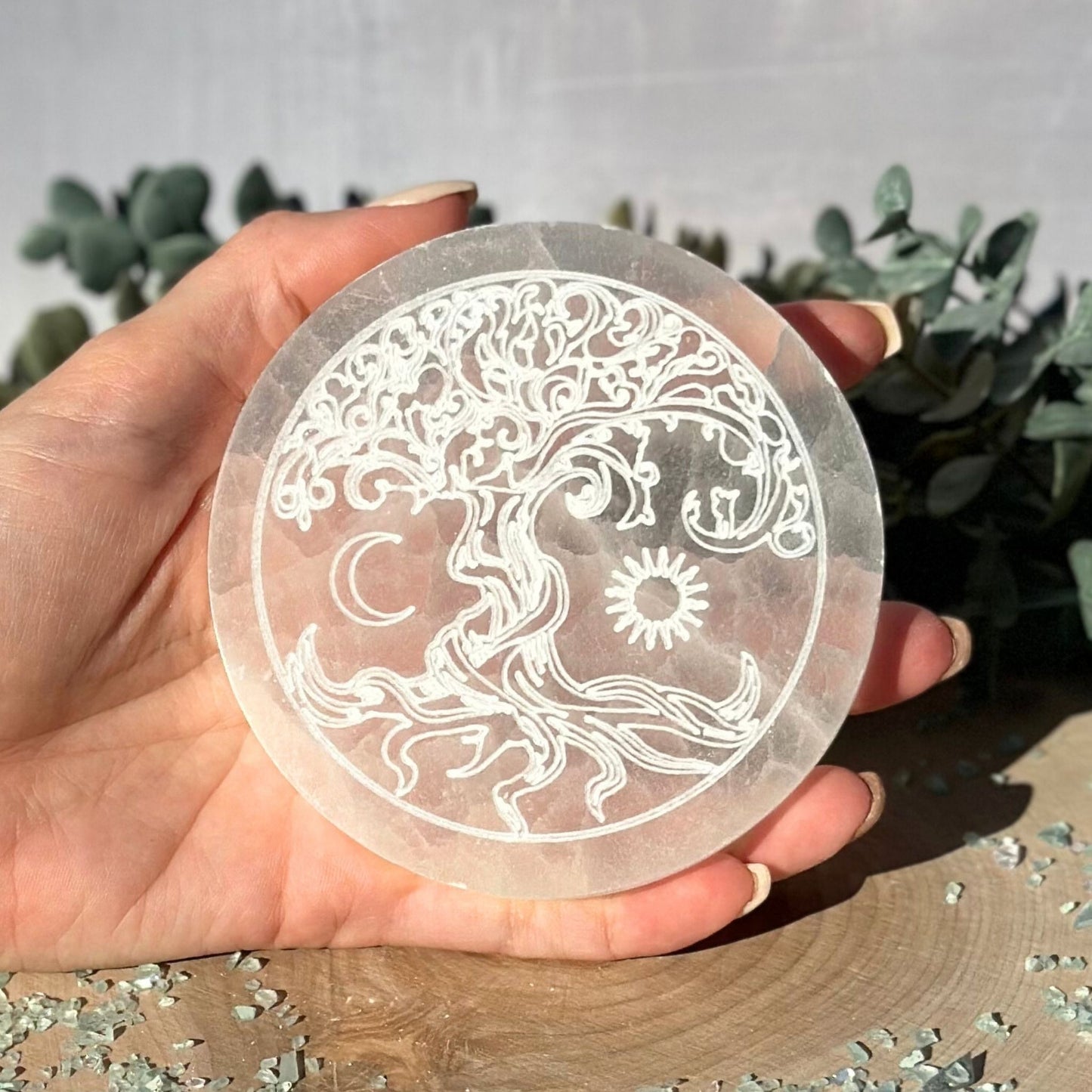 tree of life selenite charging plate