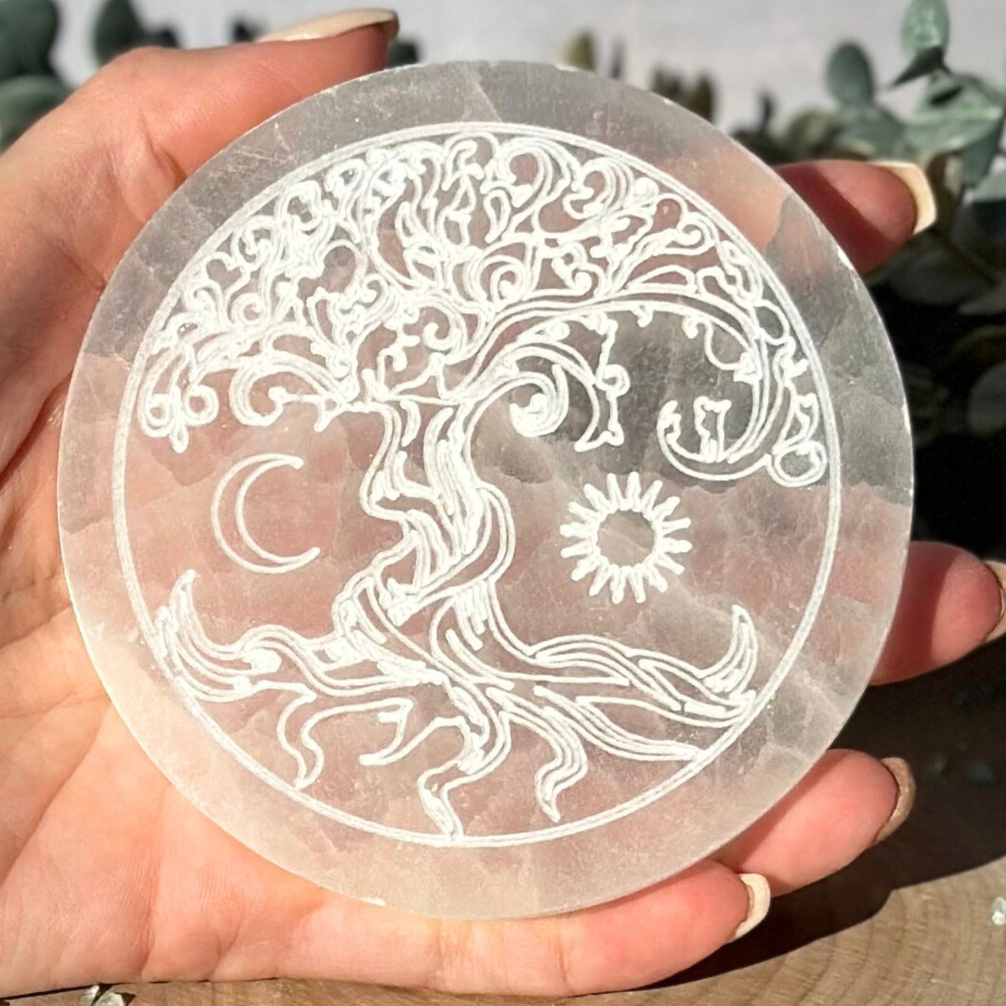 4-Inch Round Selenite Charging Plates from Morocco - Variety