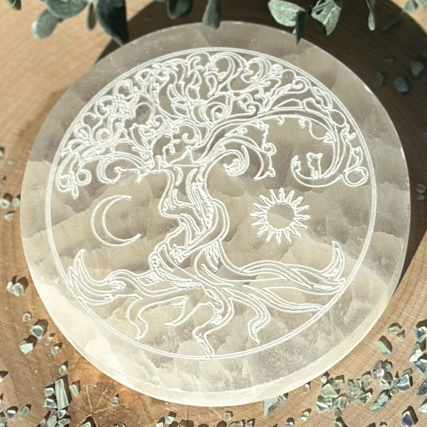 4-Inch Round Selenite Charging Plates from Morocco - Variety