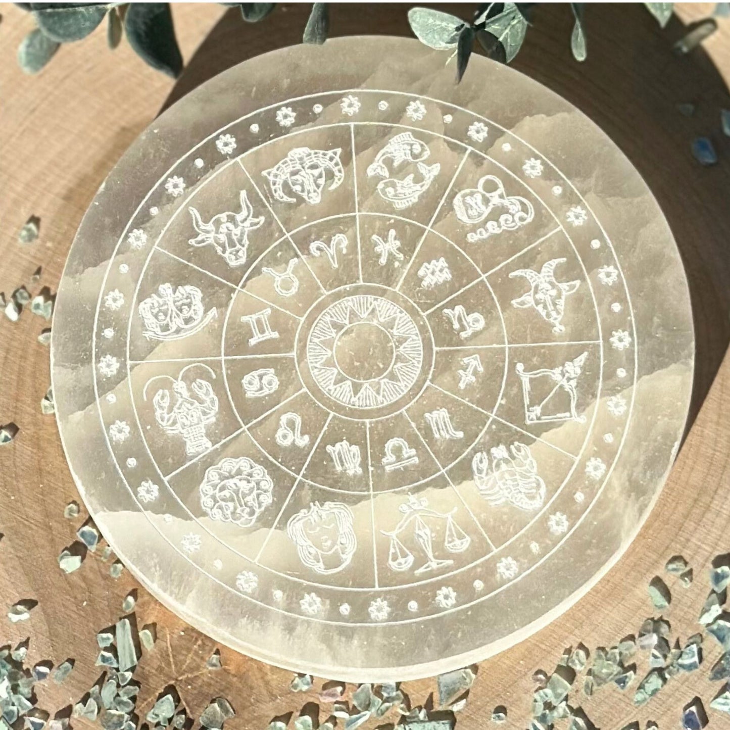4-Inch Round Selenite Charging Plates from Morocco - Variety