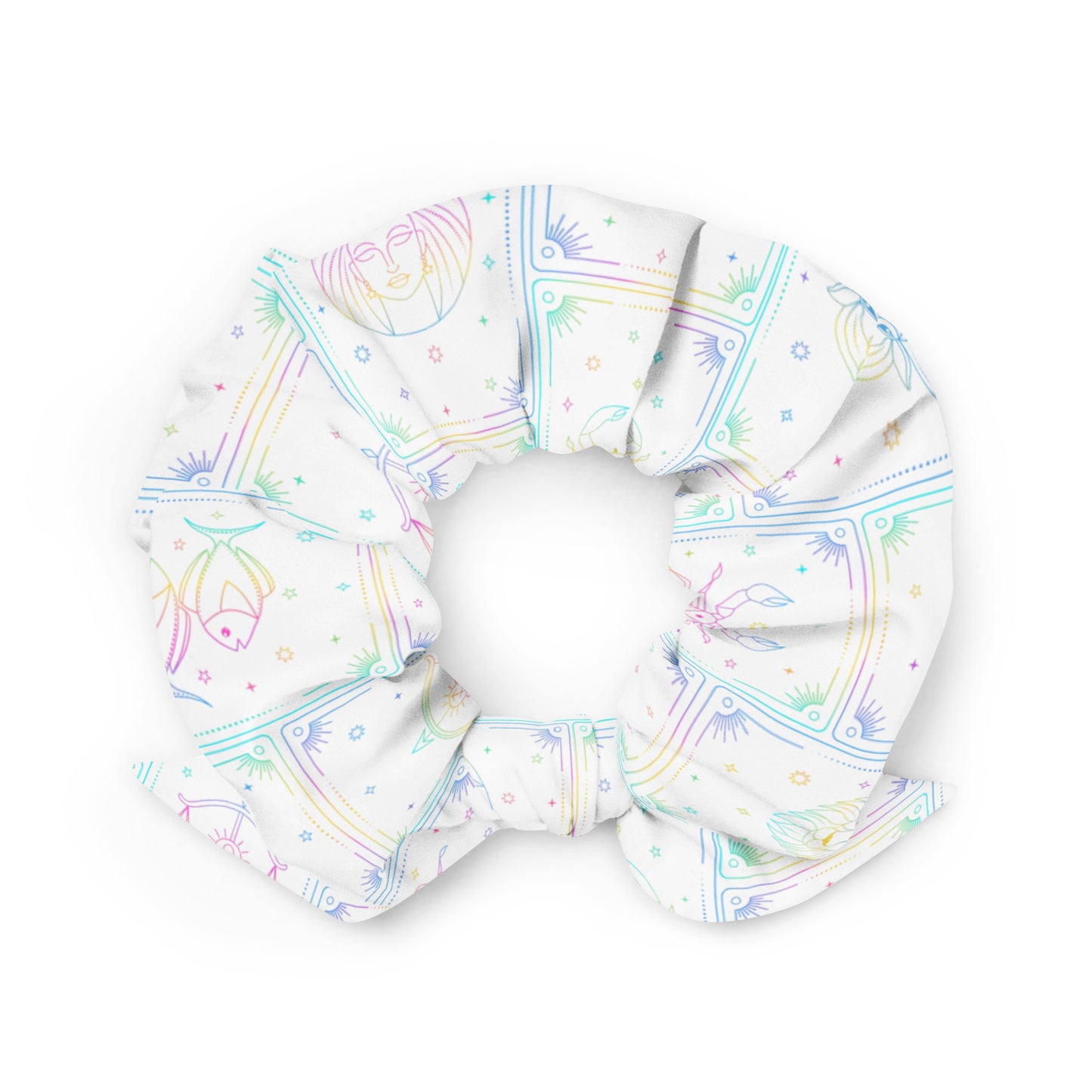 Rainbow Zodiac Tarot Recycled Scrunchie