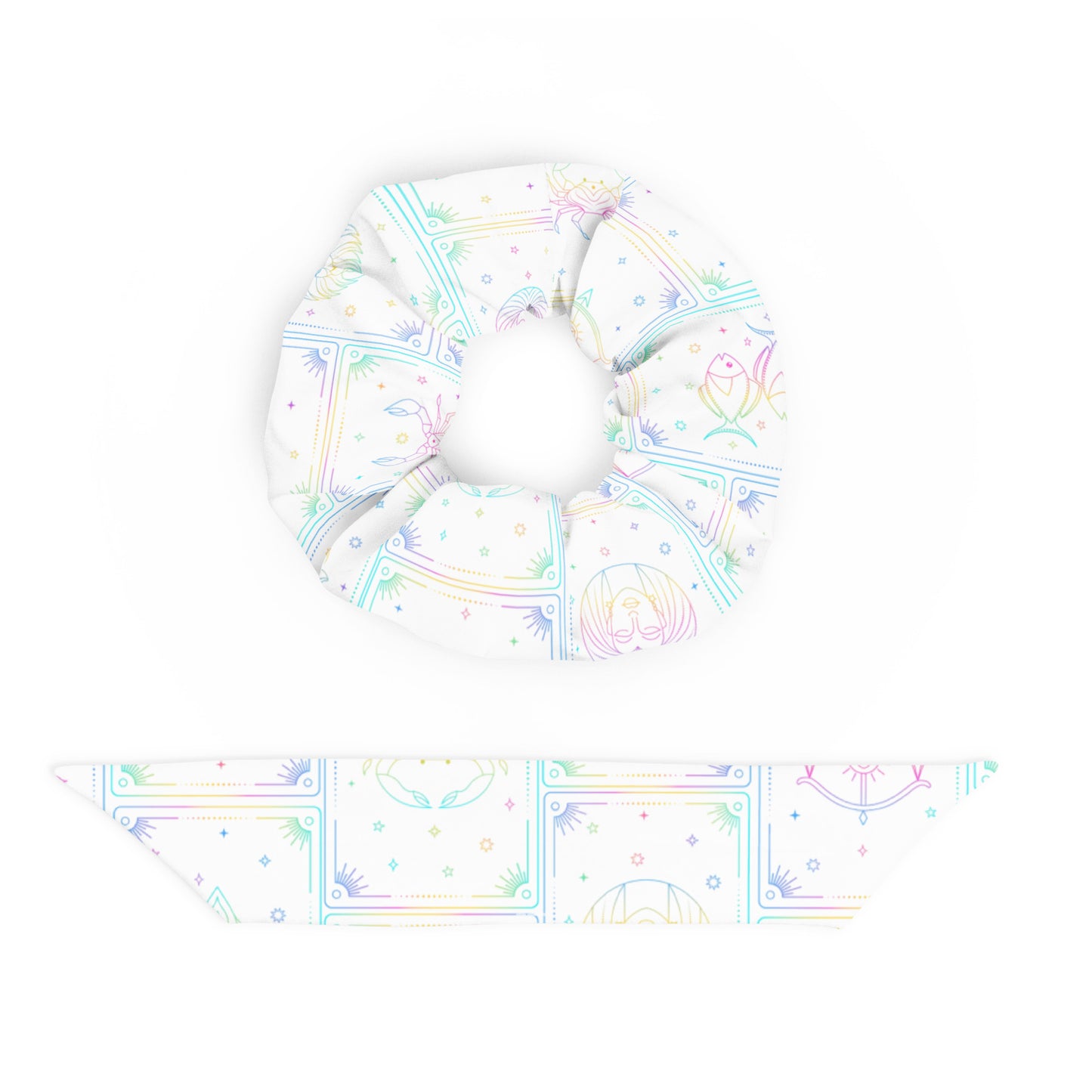 Rainbow Zodiac Tarot Recycled Scrunchie