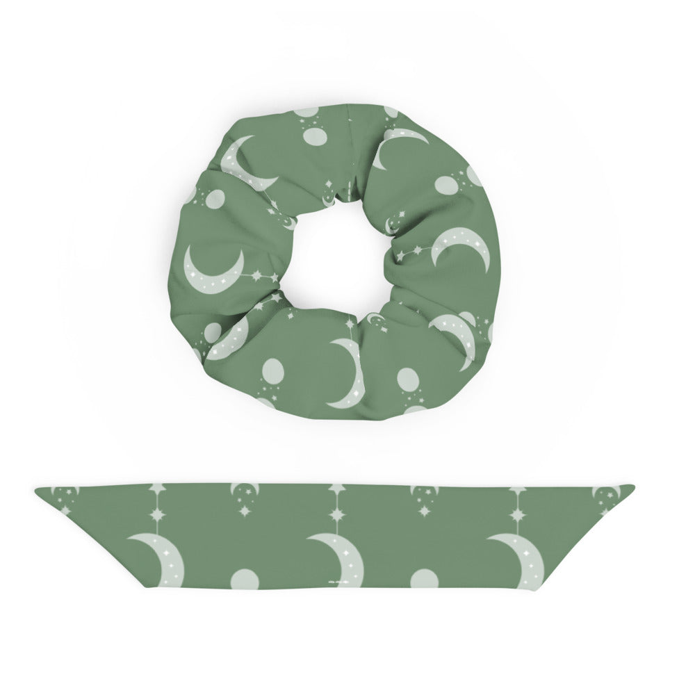 Sage Crescent Moon Recycled Scrunchie
