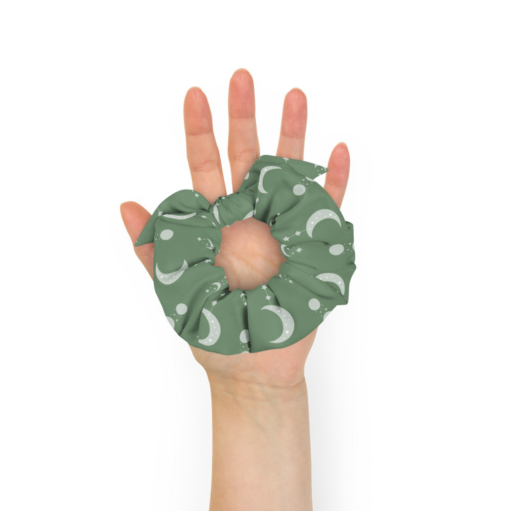 Sage Crescent Moon Recycled Scrunchie