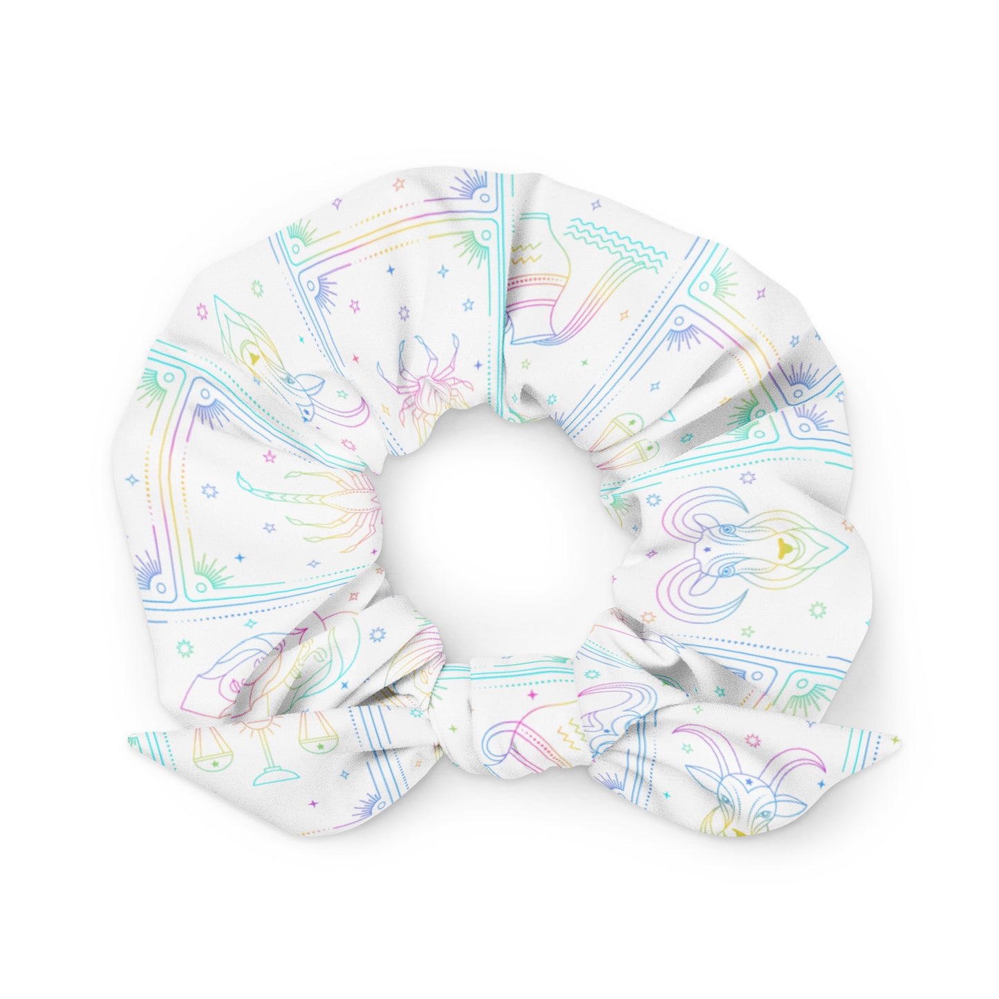 Rainbow Zodiac Tarot Recycled Scrunchie