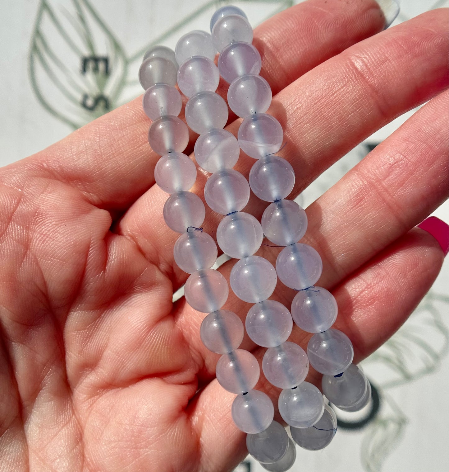 Blue Chalcedony Bracelets from Brazil (8mm Bead)