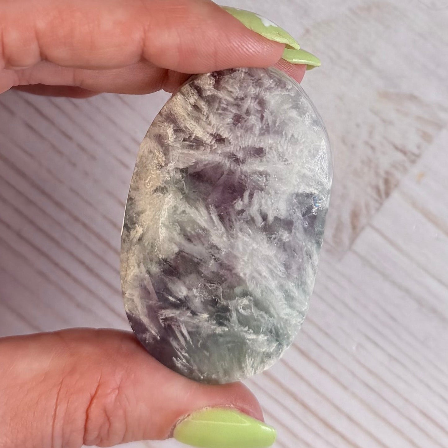 Snowflake Fluorite Palm Stone | Option C