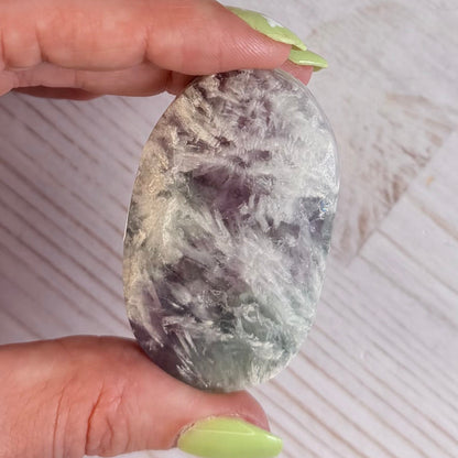 Snowflake Fluorite Palm Stone | Option C