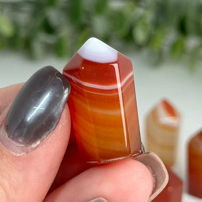 One (1) Mini Carnelian "Cupcake" Tower Carving