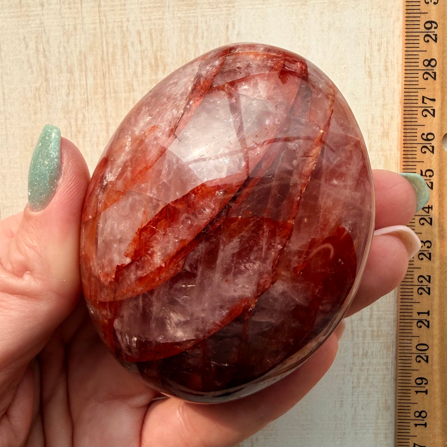 Fire Quartz Palm Stone | Hematoid Quartz | Option A
