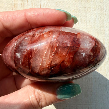 Fire Quartz Palm Stone | Hematoid Quartz | Option H