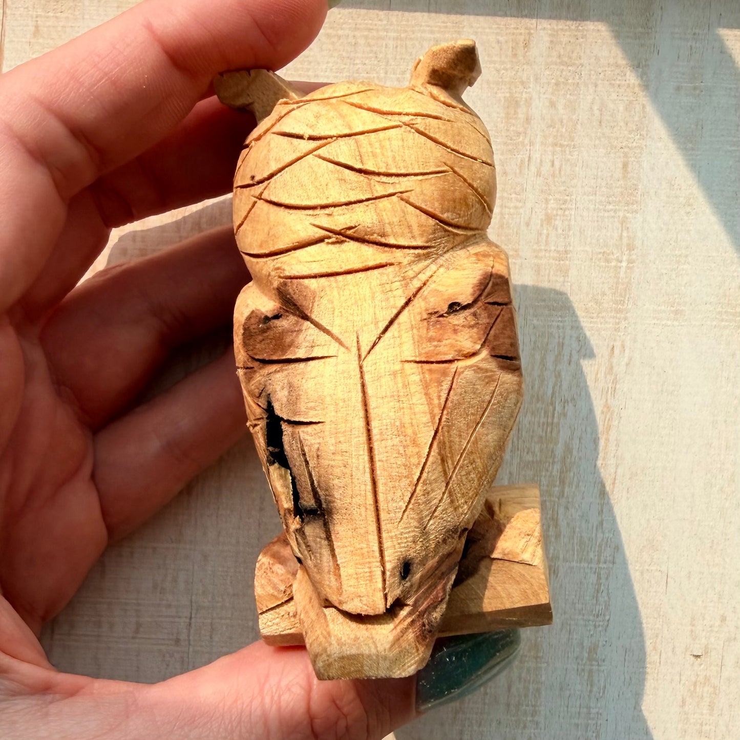 Palo Santo Owl on a Book Carving | Hand-Carved from Peru