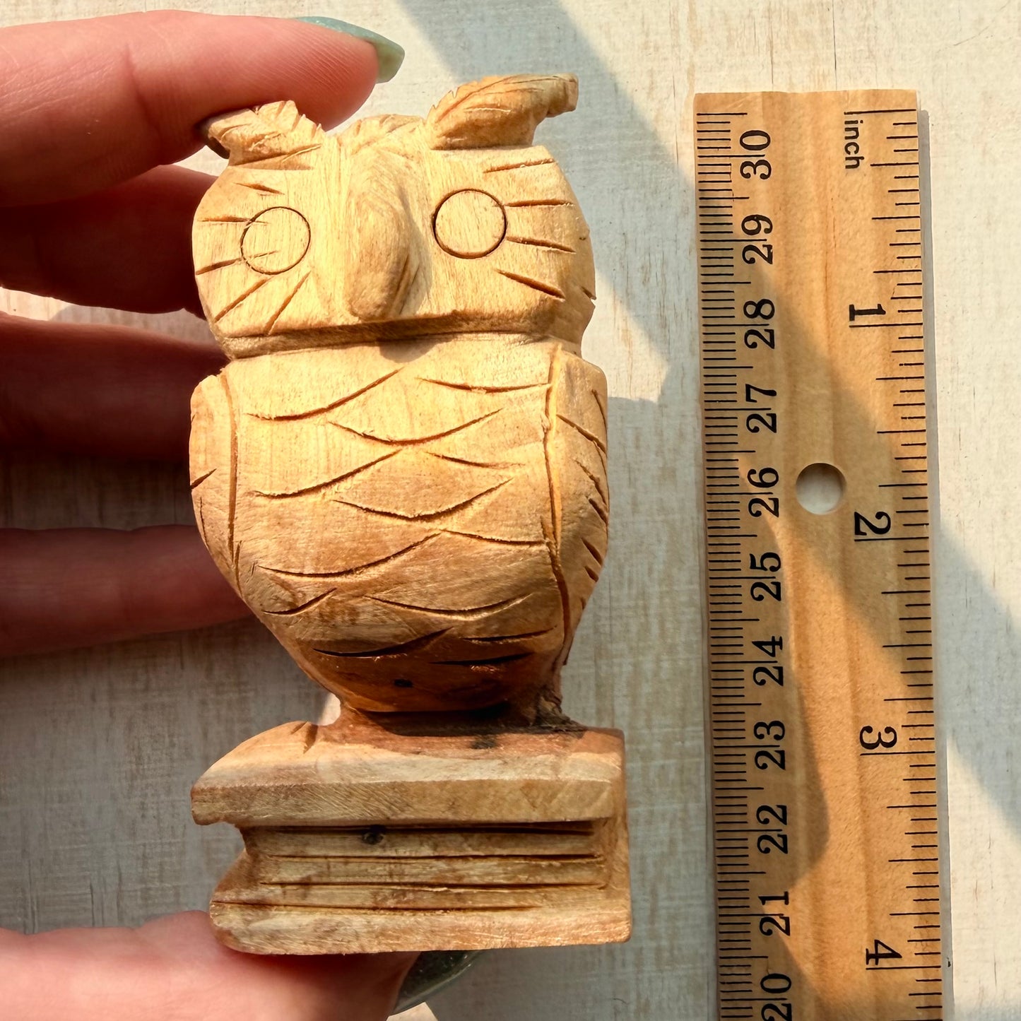Palo Santo Owl on a Book Carving | Hand-Carved from Peru