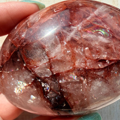Fire Quartz Palm Stone | Hematoid Quartz | Option H