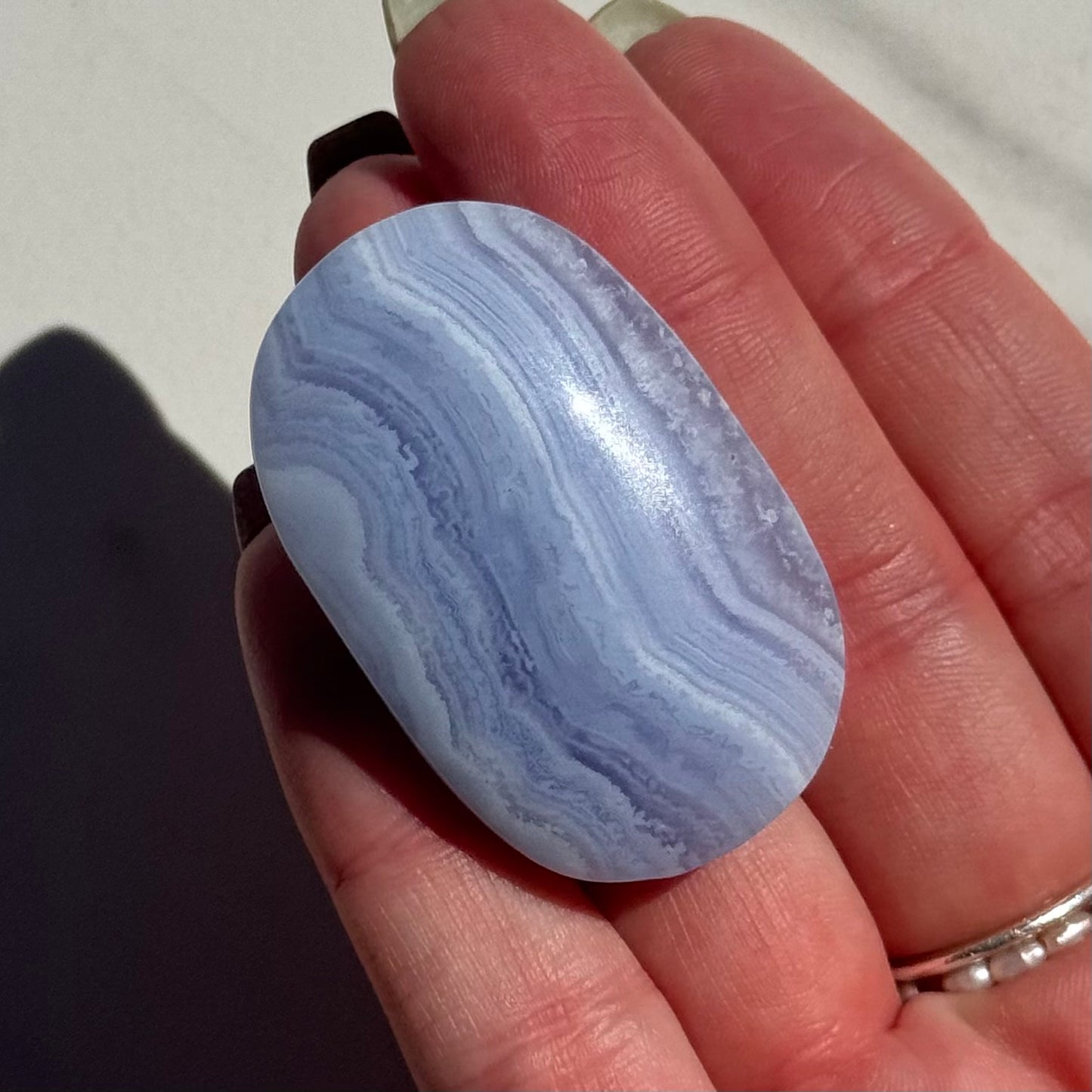 Gorgeous High Quality Blue Lace Agate Mini Palm | Option A