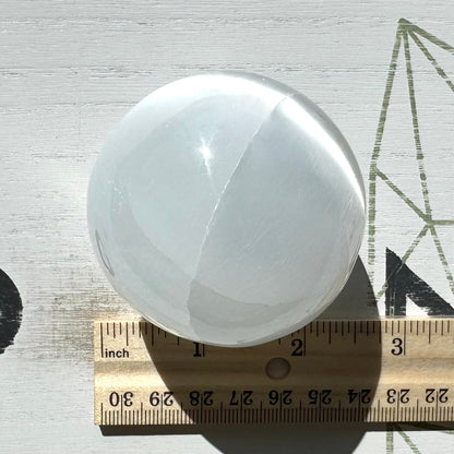 One (1) Medium Satin Spar Selenite Sphere from Morocco