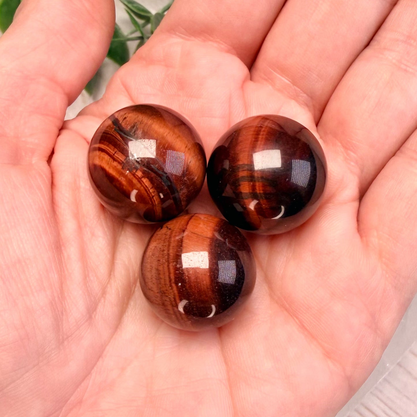 One (1) Red Tiger Eye Mini Sphere | Bull's Eye